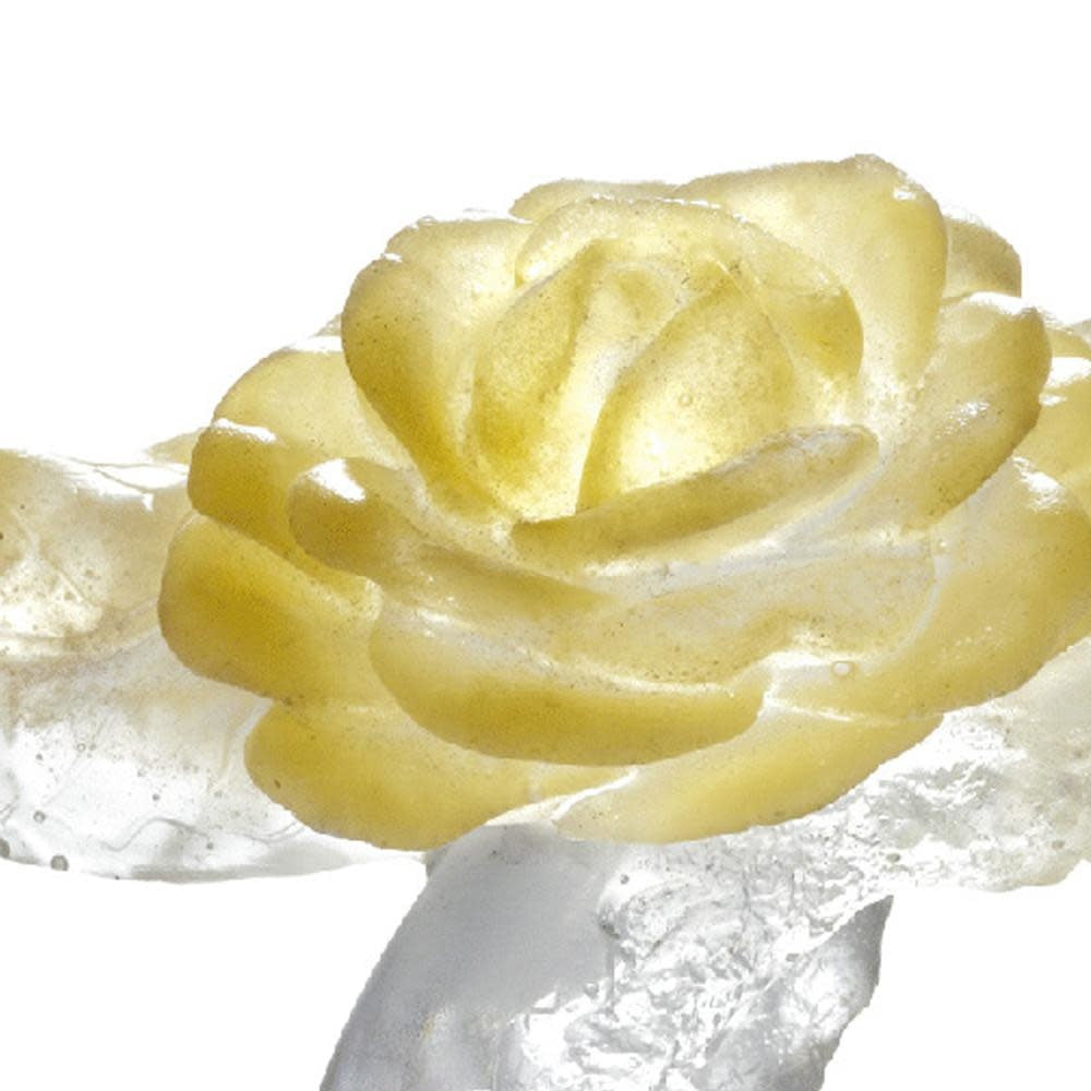 LIULI Crystal Art Crystal Flower, Camellia, Singular Elegance (Special Edition, Come with Display Base)