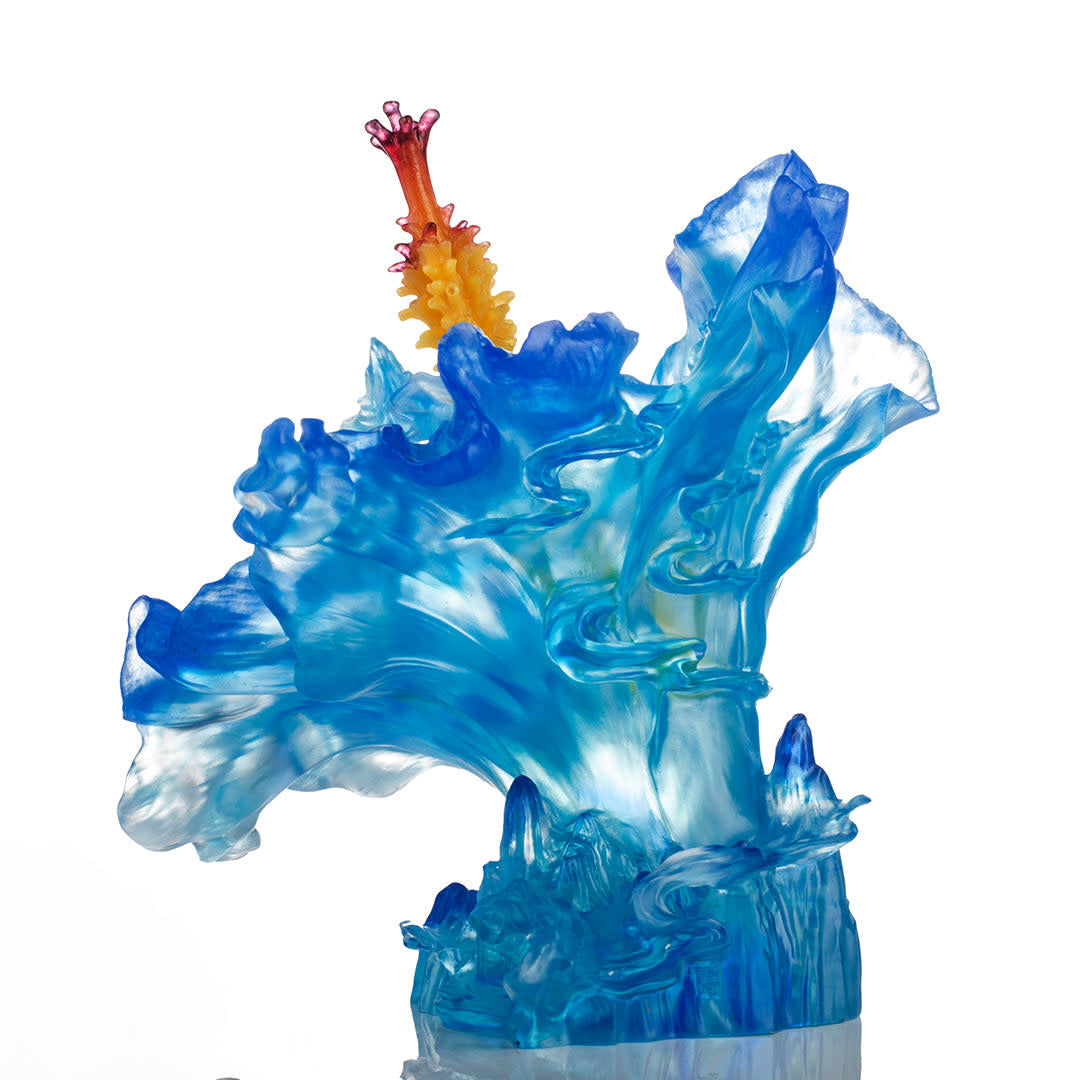 LIULI Crystal Art Crystal Flower Hibiscus "Cloudy Peaks Alight" Sculpture