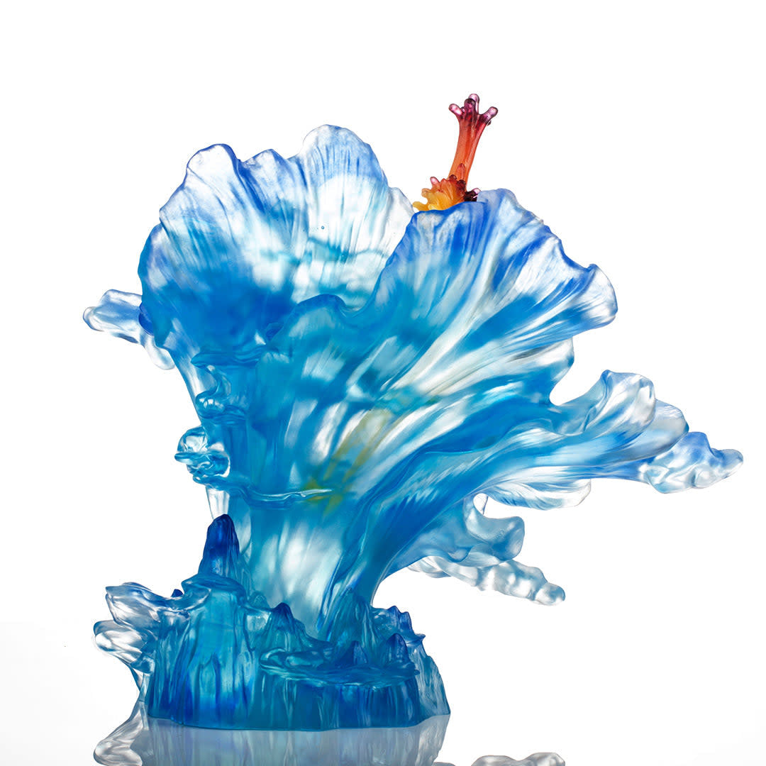 LIULI Crystal Art Crystal Flower Hibiscus "Cloudy Peaks Alight" Sculpture