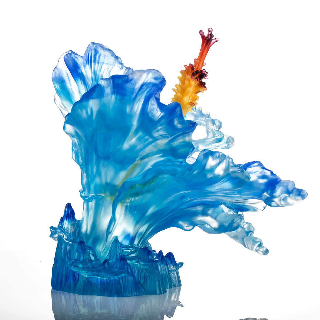 LIULI Crystal Art Crystal Flower Hibiscus "Cloudy Peaks Alight" Sculpture