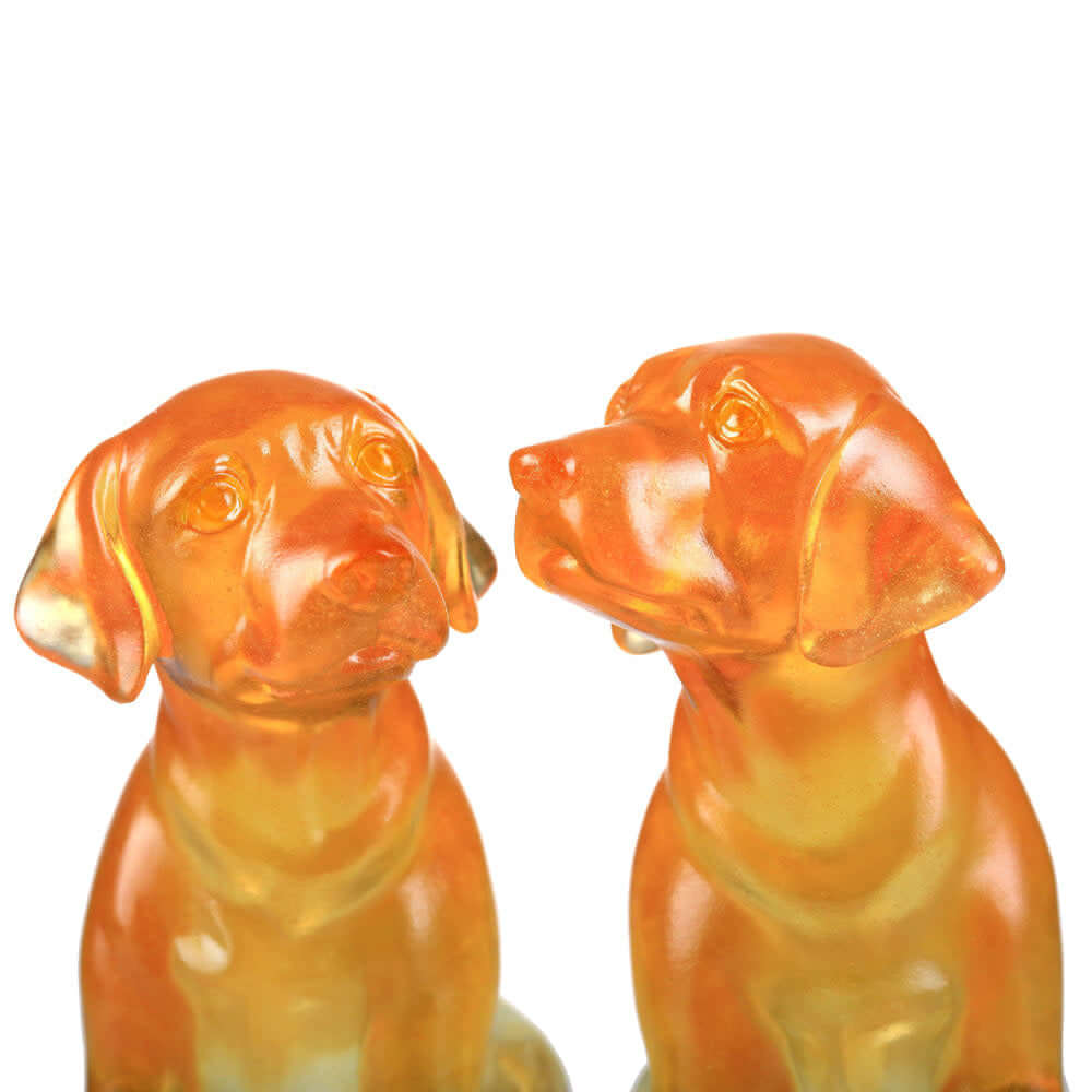 LIULI Crystal Art Crystal Dog Figurine, "New Century of Luck"