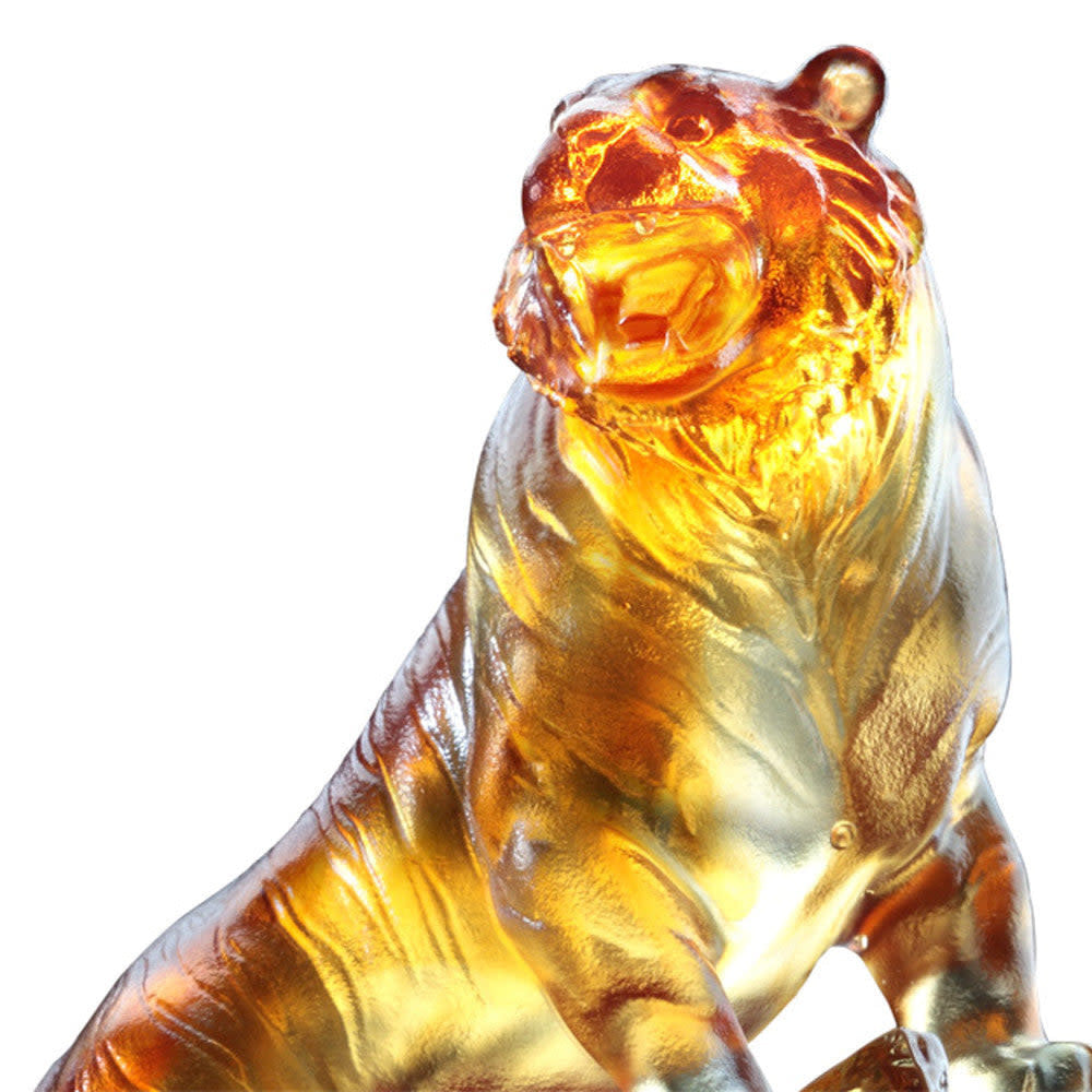 LIULI Crystal Art Crystal Tiger, "Peak of Satisfaction"