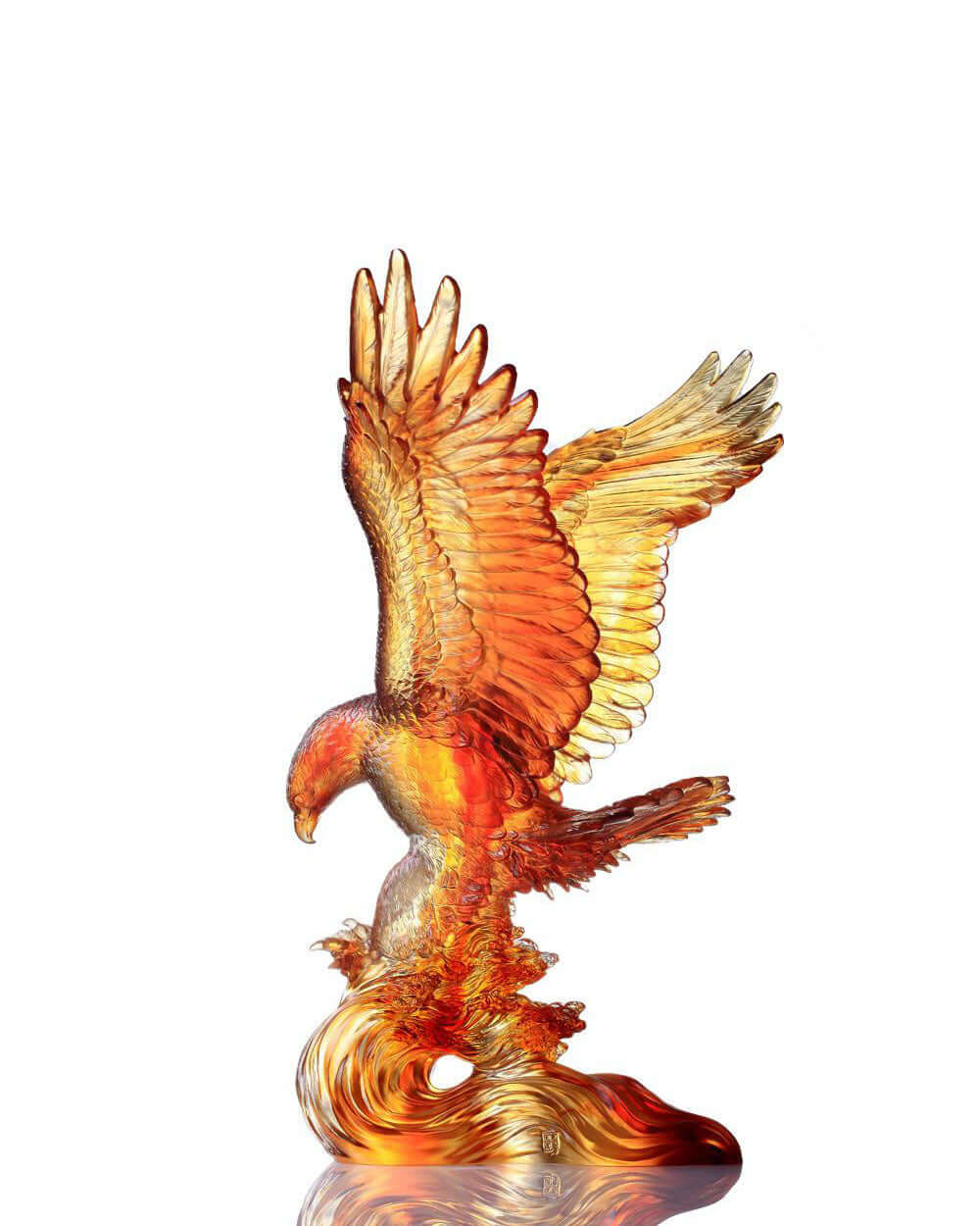 LIULI Crystal Art Crystal American Bald Eagle Figurine, "With a will, A way", US Only, Limited Edition, in Dark Amber Light Amber