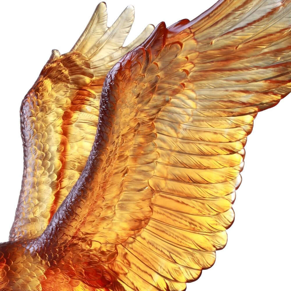 LIULI Crystal Art Crystal American Bald Eagle Figurine, "With a will, A way", US Only, Limited Edition, in Dark Amber Light Amber