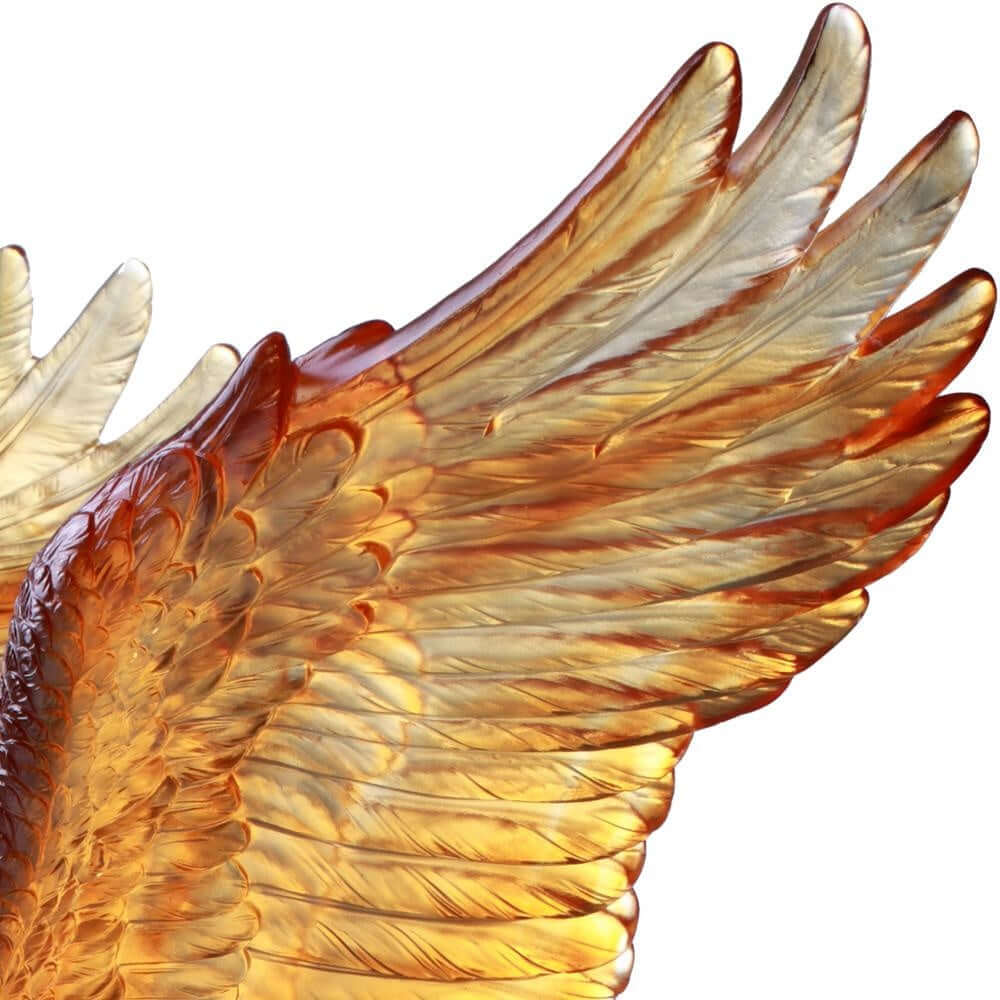 LIULI Crystal Art Crystal American Bald Eagle Figurine, "With a will, A way", US Only, Limited Edition, in Dark Amber Light Amber