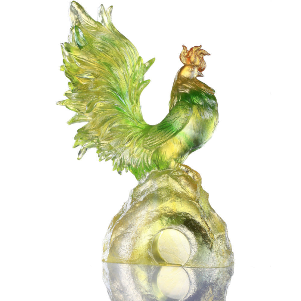 LIULI Crystal Art Crystal Rooster Figurine - Dance of the Spring Wind