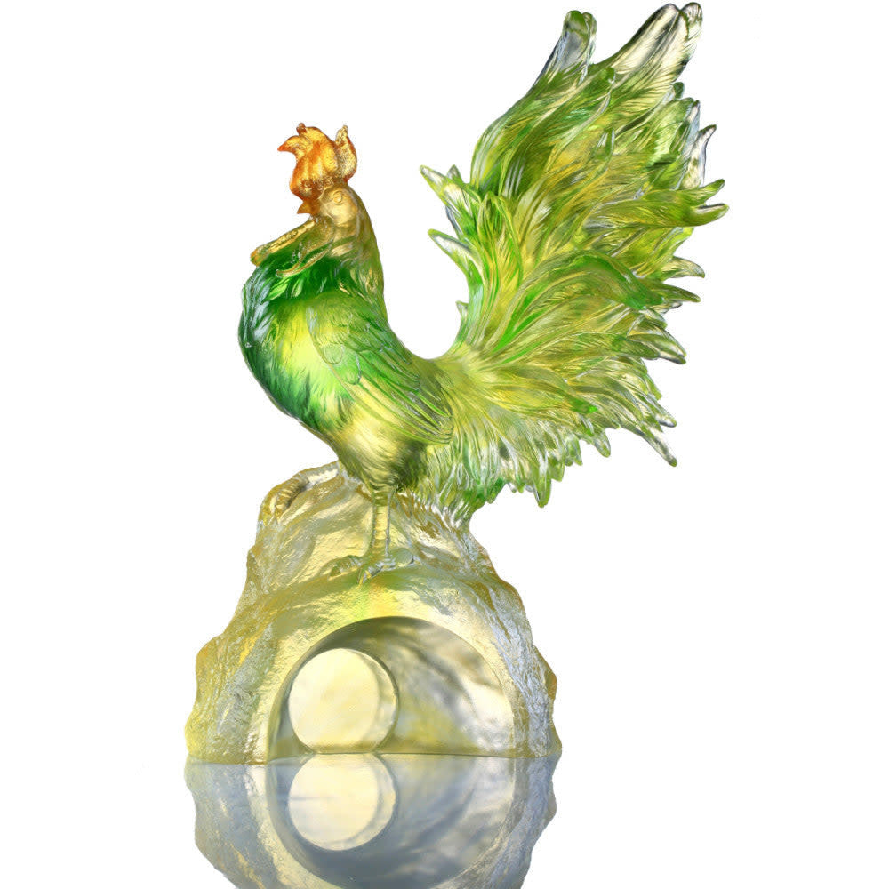 LIULI Crystal Art Crystal Rooster Figurine - Dance of the Spring Wind