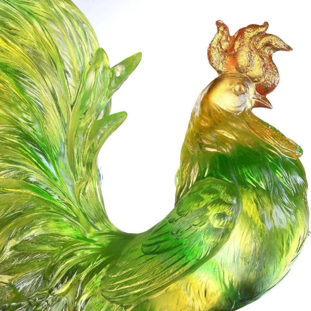 LIULI Crystal Art Crystal Rooster Figurine - Dance of the Spring Wind
