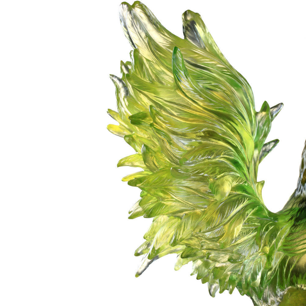 LIULI Crystal Art Crystal Rooster Figurine - Dance of the Spring Wind
