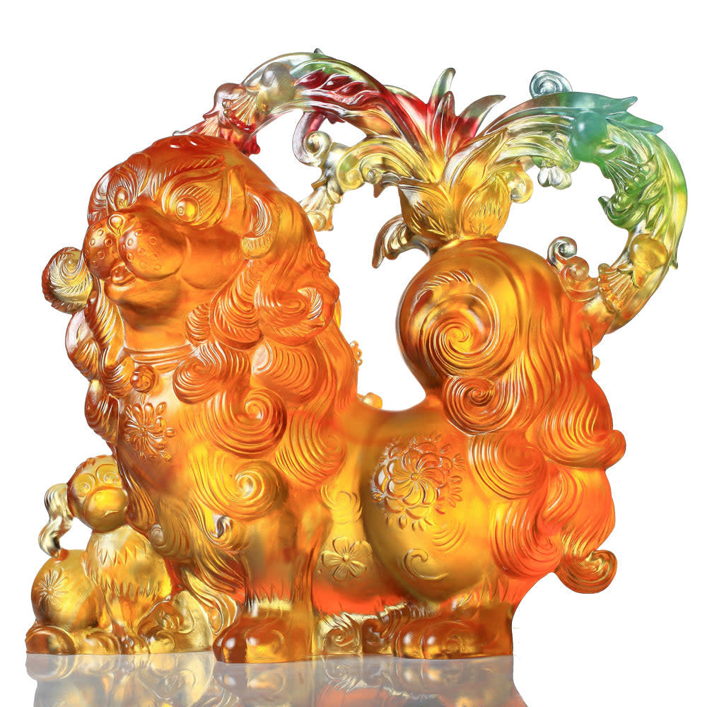 LIULI Crystal Art Mighty Fortune (Wealth) - Crystal Dog Figurine