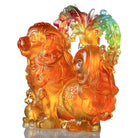 LIULI Crystal Art Mighty Fortune (Wealth) - Crystal Dog Figurine