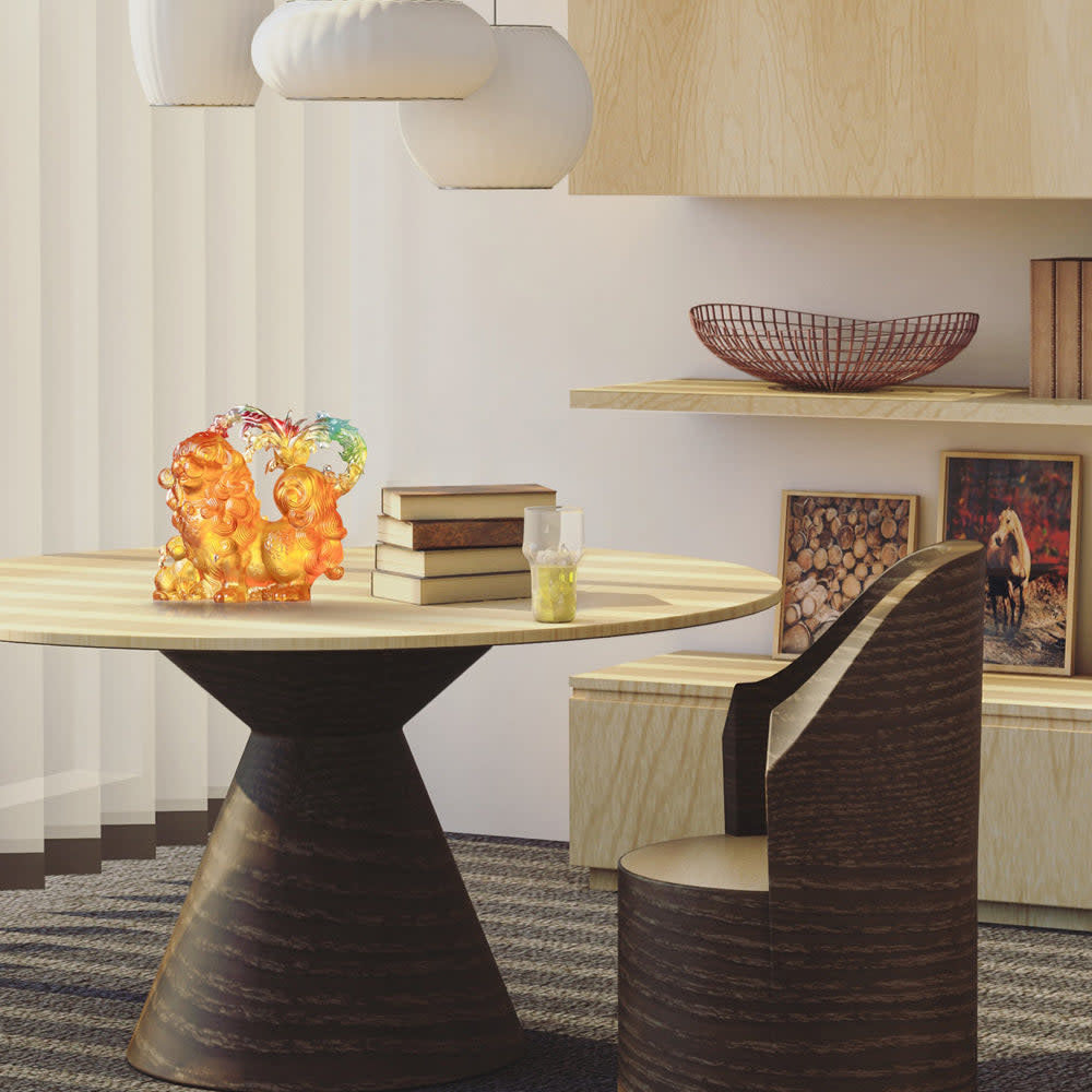 LIULI Crystal Art Mighty Fortune (Wealth) - Crystal Dog Figurine