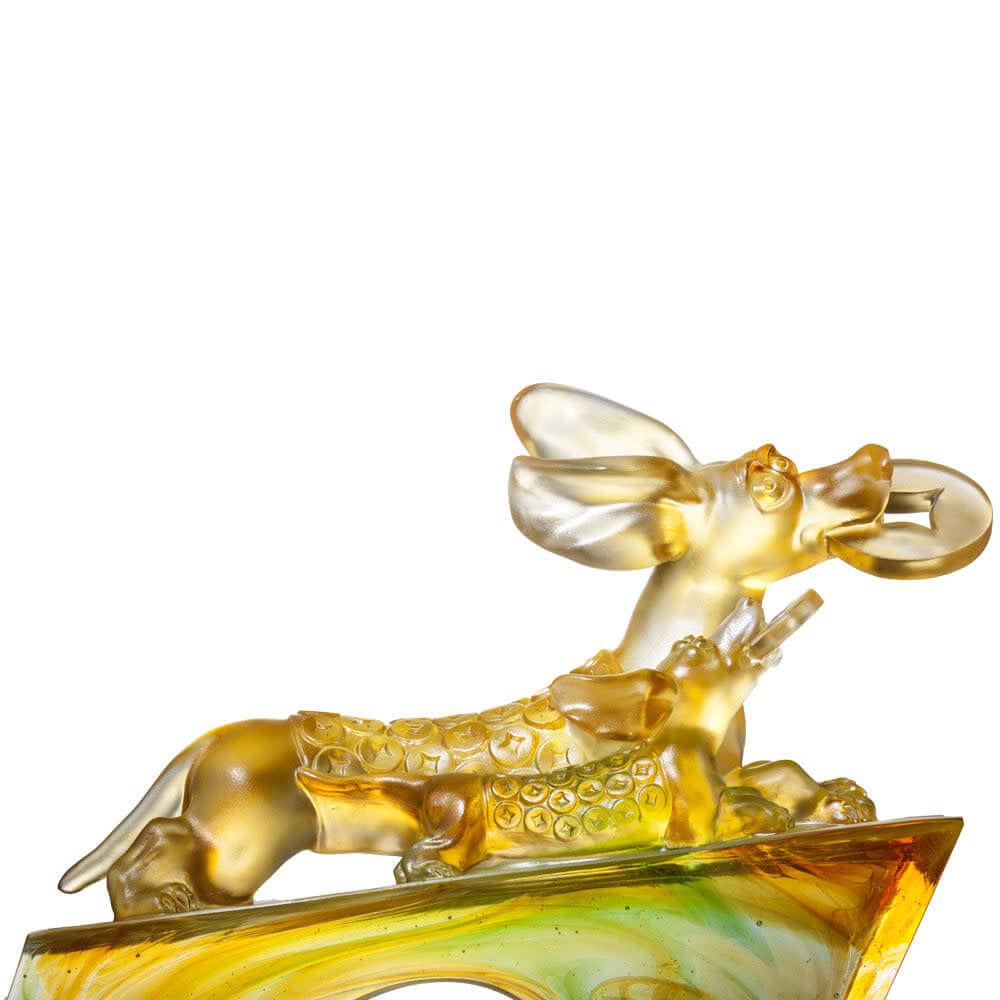 LIULI Crystal Art Crystal Dog, "Generations of Prosperity"