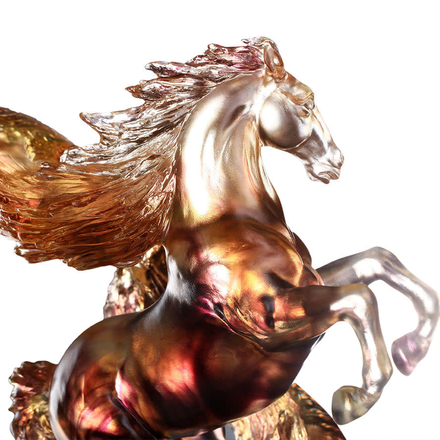 LIULI Crystal Art Crystal Horse Sculpture, "Accomplished"