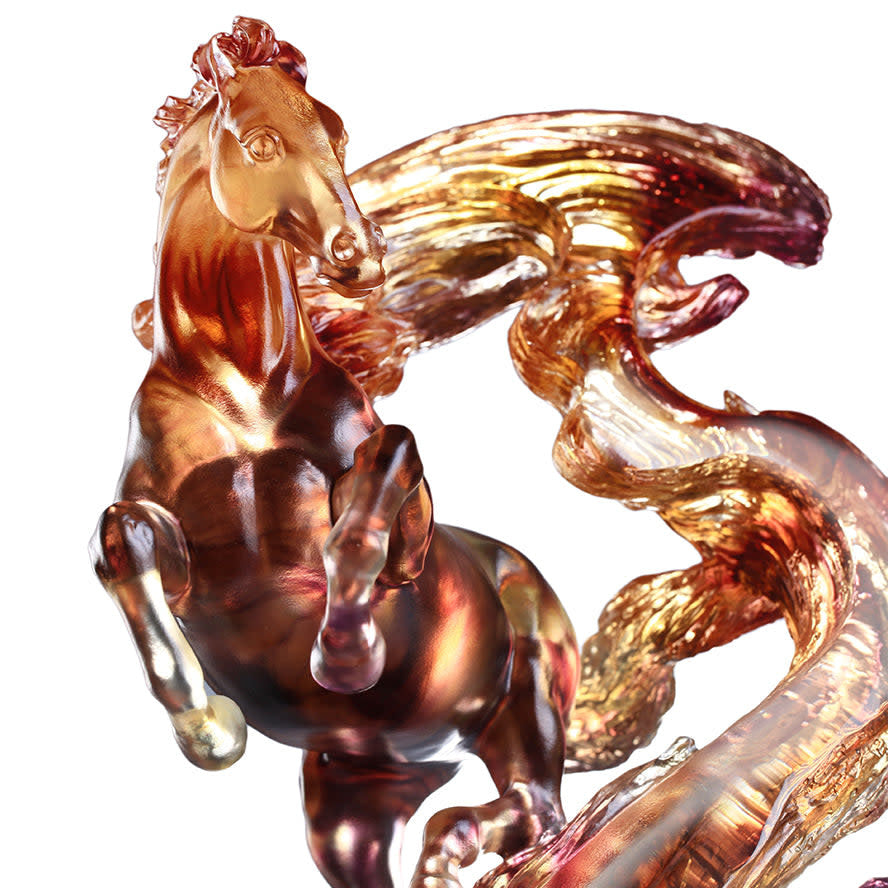 LIULI Crystal Art Crystal Horse Sculpture, "Accomplished"