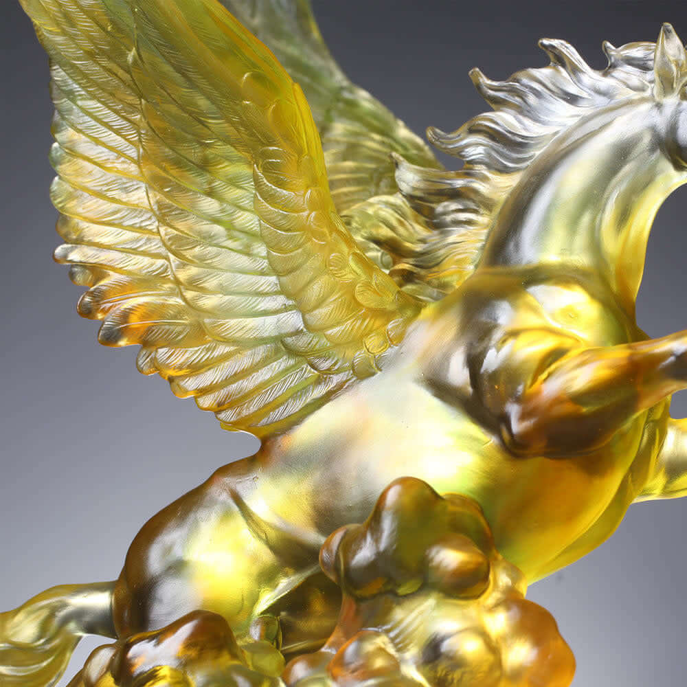 LIULI Crystal Art Collectible Pegasus Sculpture, "King"