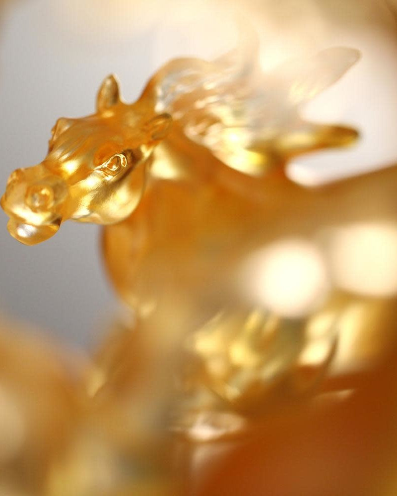 LIULI Crystal Art Crystal Horses, "Rising through Heaven and Earth"