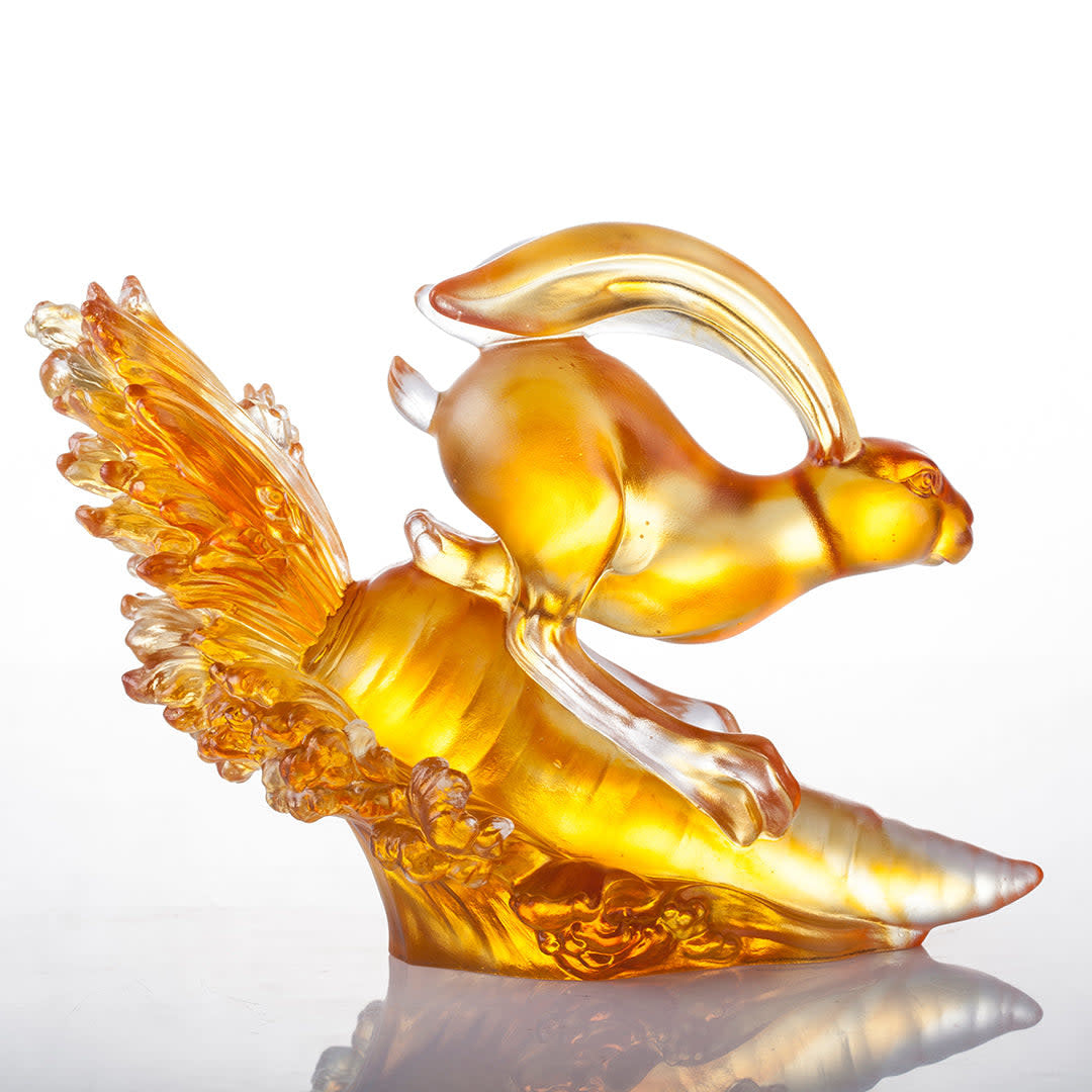 LIULI Crystal Art Crystal Rabbit, Year of the Rabbit, "Advancing with Invincibility"