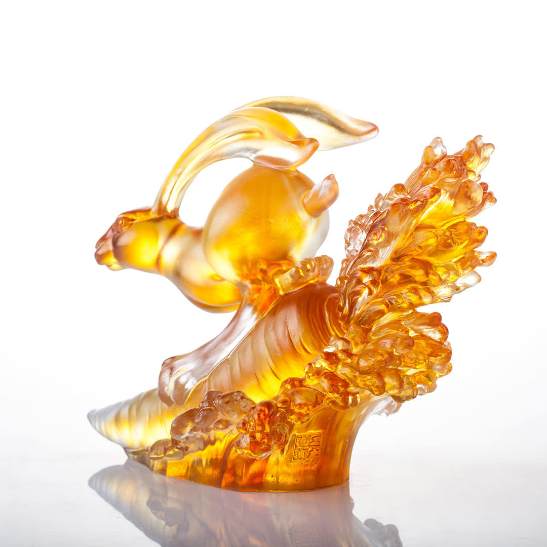 LIULI Crystal Art Crystal Rabbit, Year of the Rabbit, "Advancing with Invincibility"