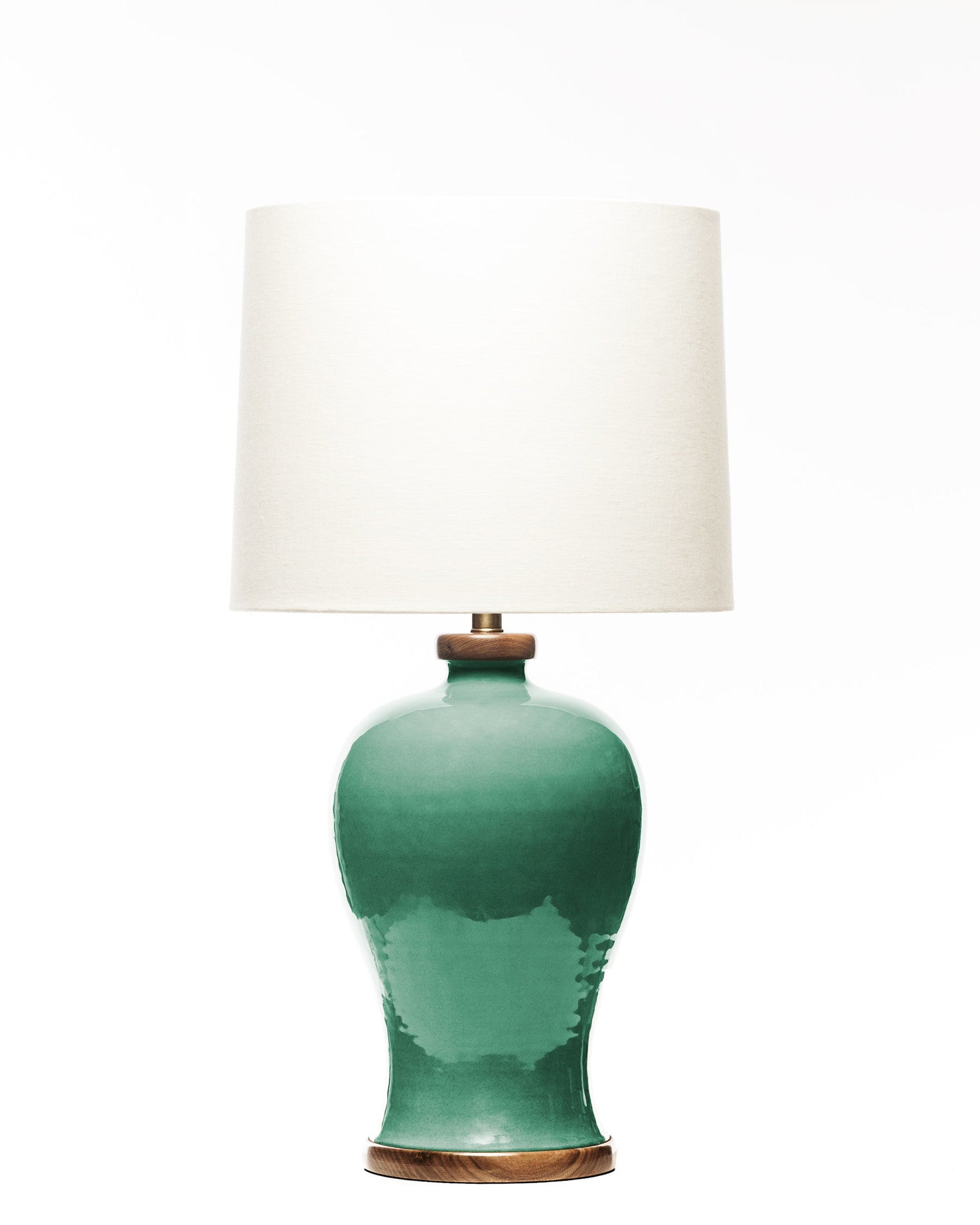 Lawrence & Scott Dashiell Table Lamp in Aquamarine with Walnut Base
