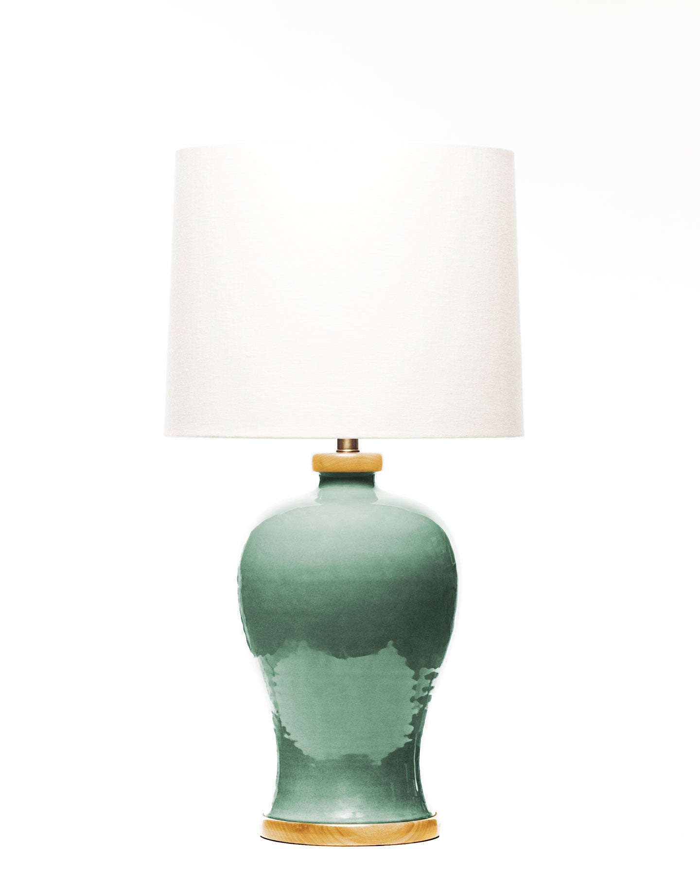 Lawrence & Scott Dashiell Luxury Aquamarine Table Lamp with Oak Base