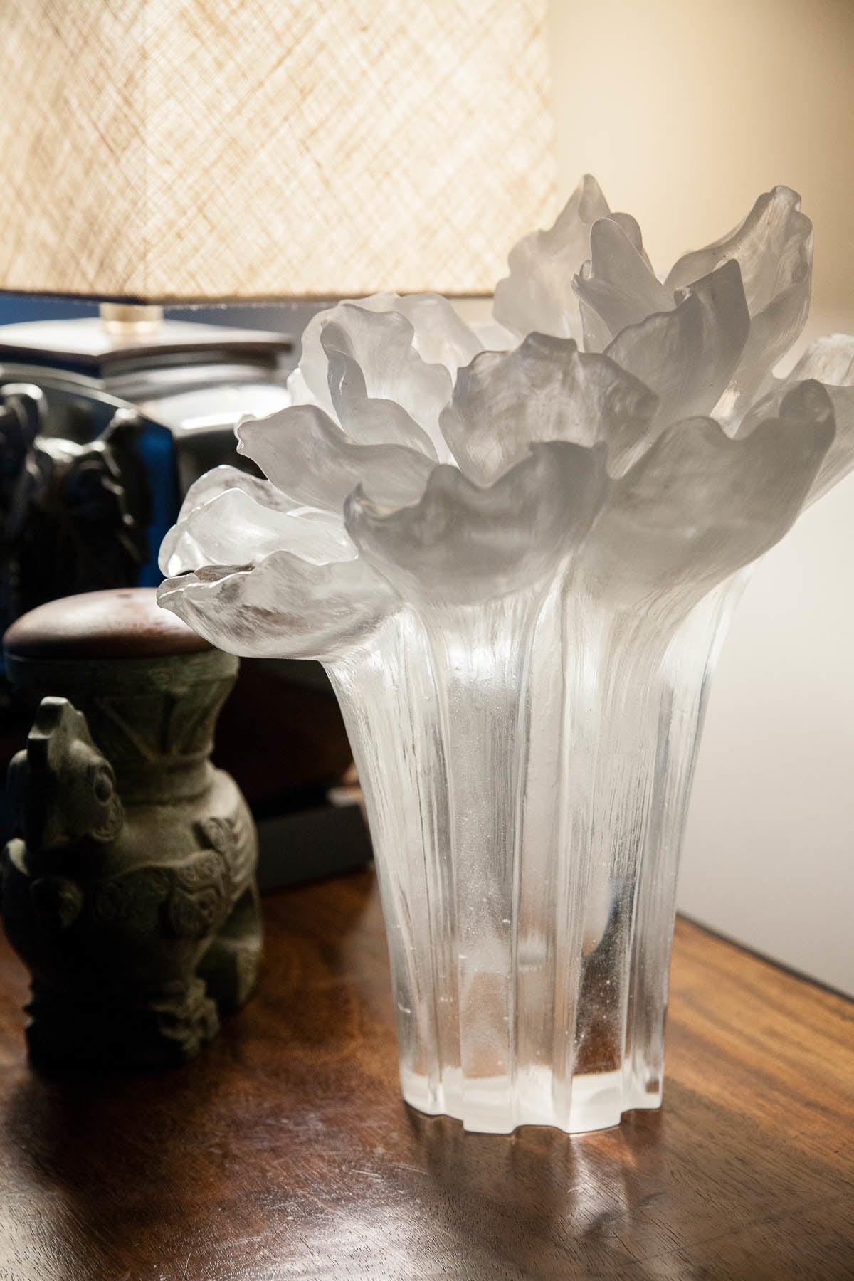 LIULI Crystal Art Crystal Peony Bloom (Powdered White) (Limited Edition) Vase