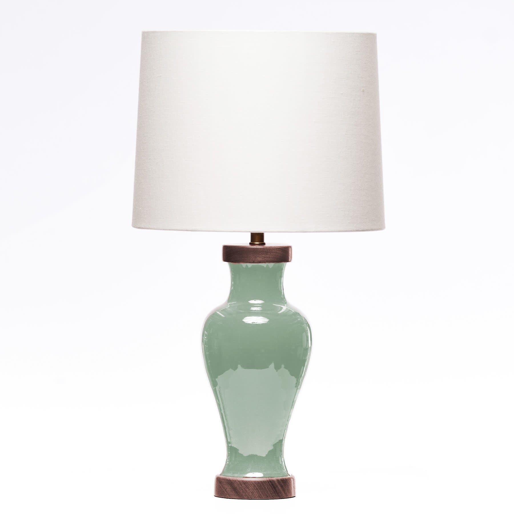 Lawrence & Scott Gabrielle Baluster Porcelain Lamp in Aqua (Walnut)
