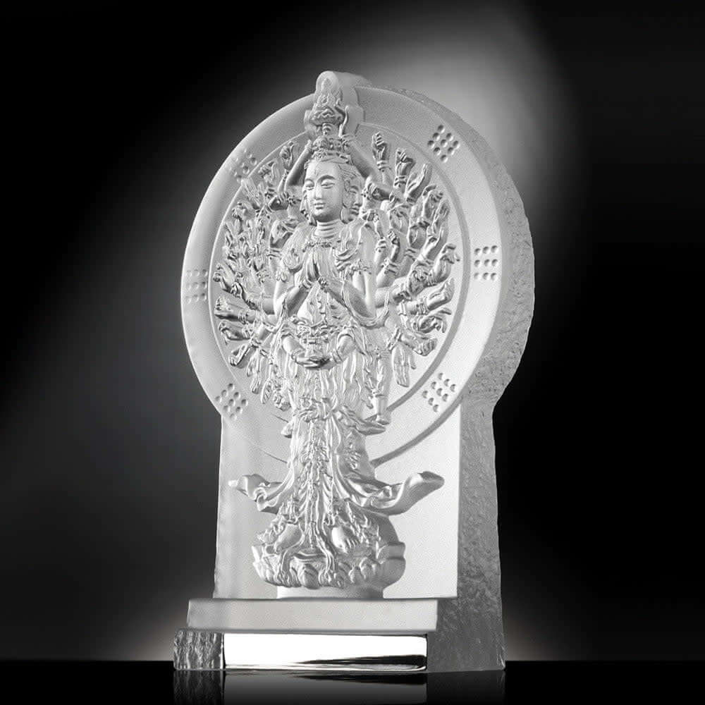 LIULI Crystal Art Crystal Buddha, Thousand Arms Guanyin, The Light of Guanyin