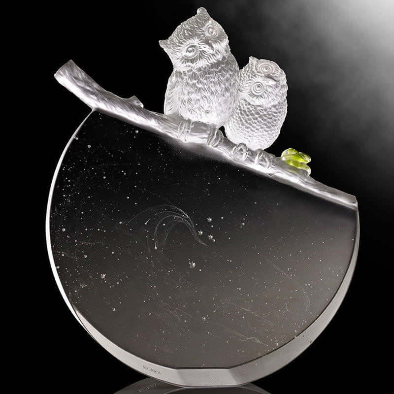 LIULI Crystal Art Crystal Bird, Owl, This Lifetime-Lanyu Scops Owl