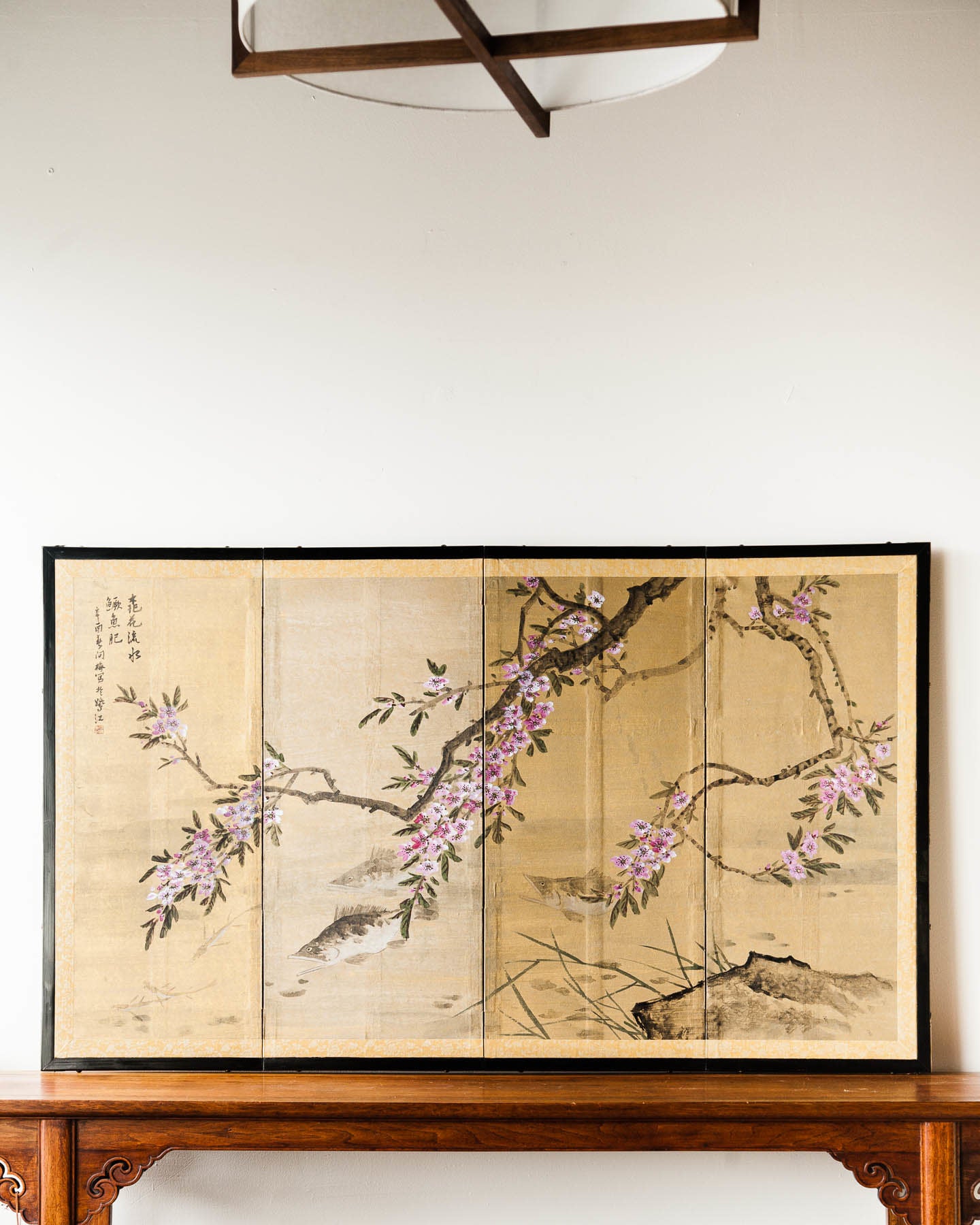 Lawrence & Scott Cherry Blossom & Koi 4-Panel Screen