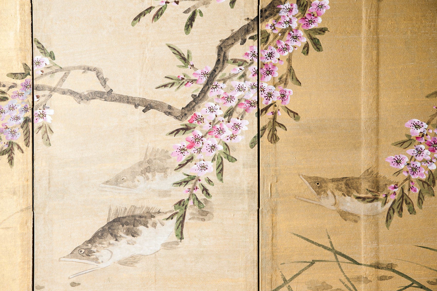 Lawrence & Scott Cherry Blossom & Koi 4-Panel Screen