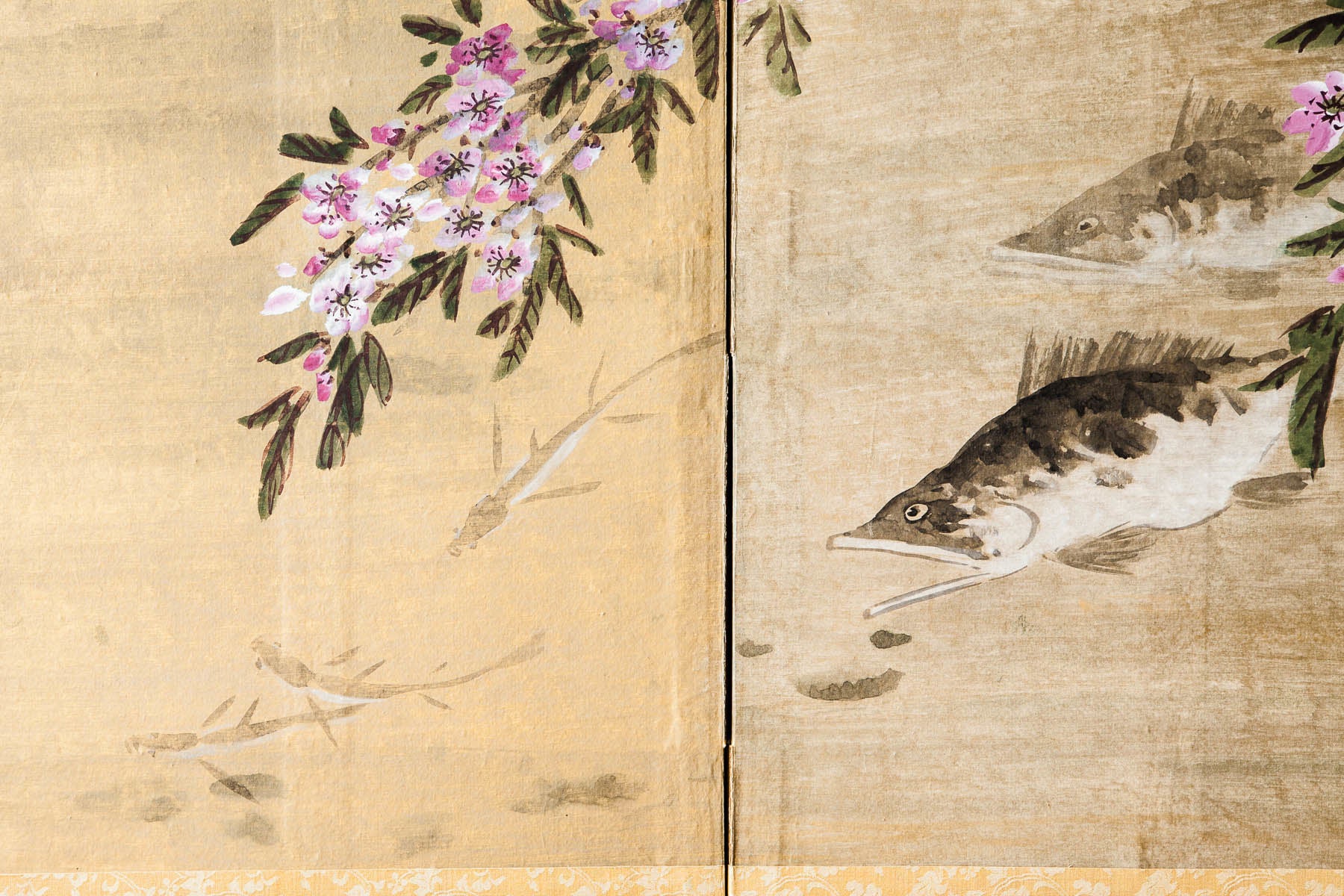 Lawrence & Scott Cherry Blossom & Koi 4-Panel Screen