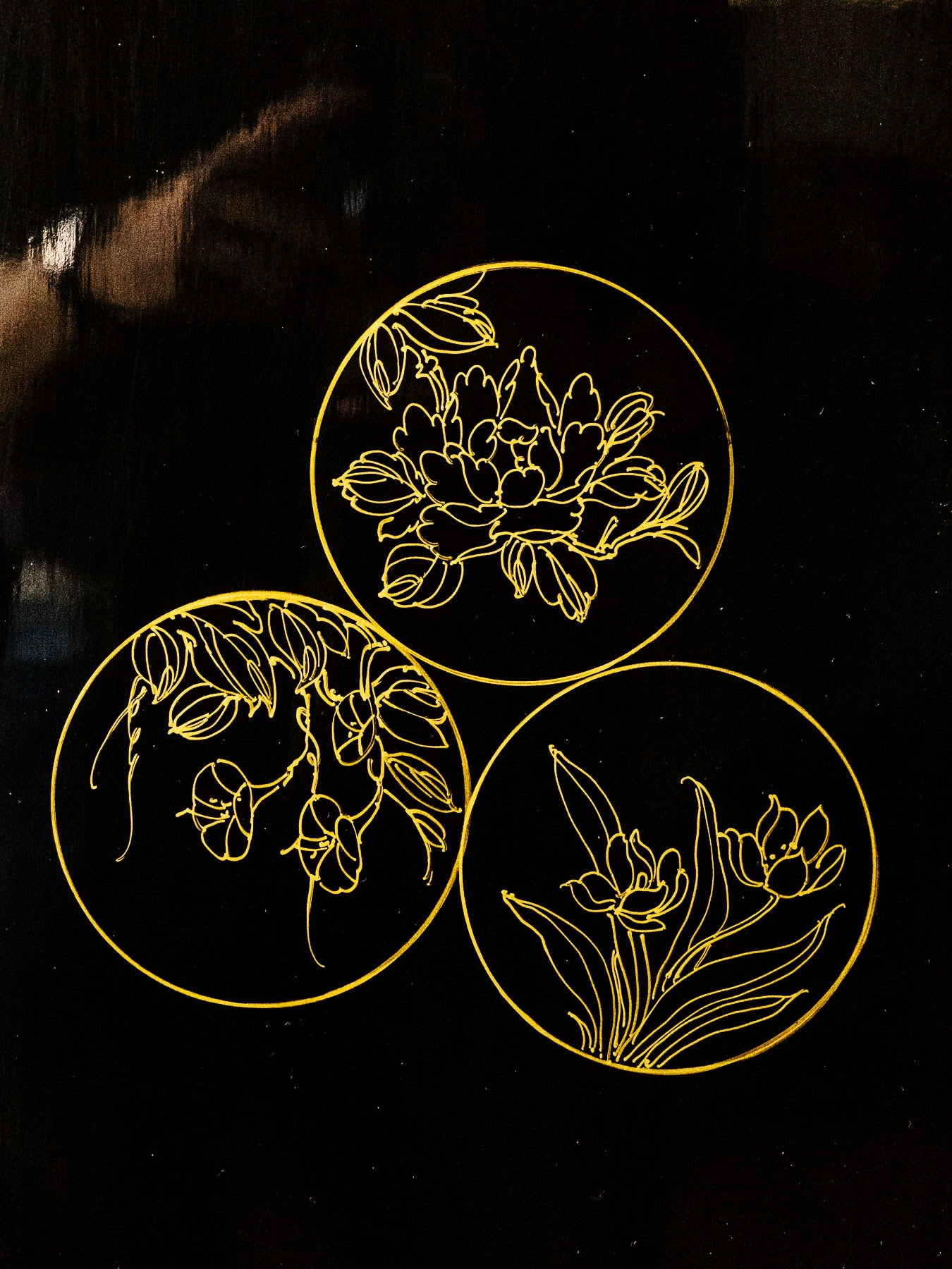 Japanese Large Four-Panel High-Gloss Cherry Blossom Screen/Room Divider