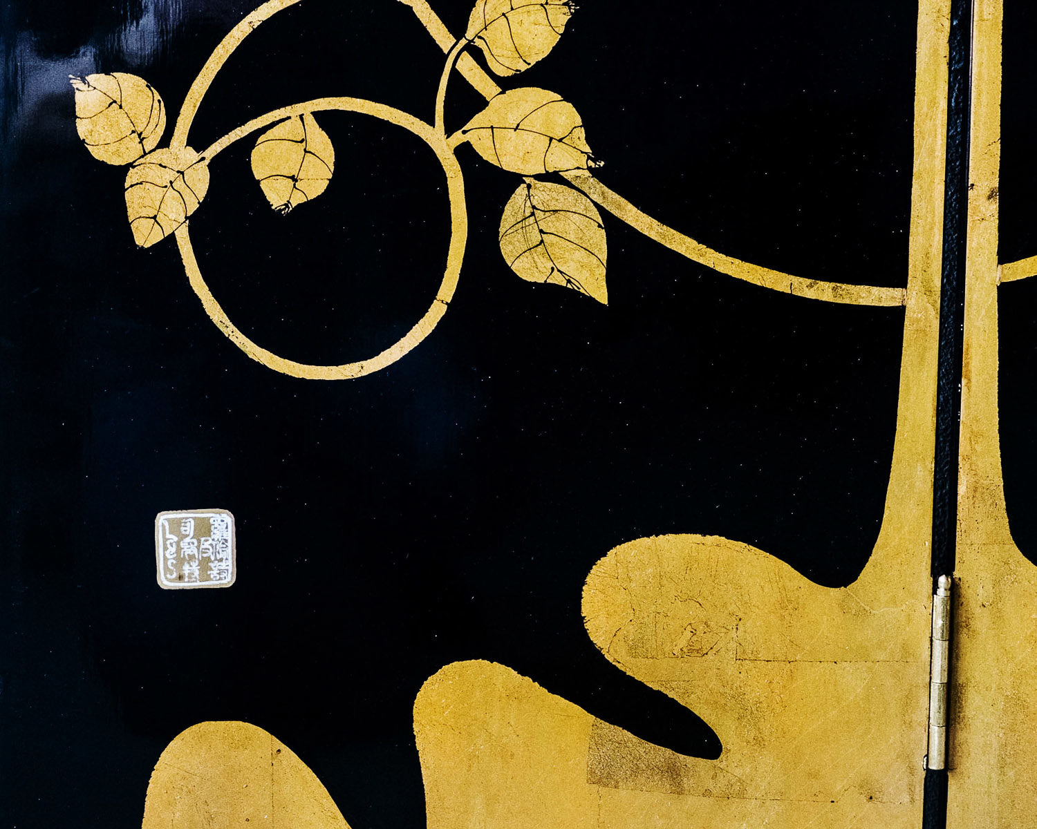 Japanese Large Four-Panel High-Gloss Cherry Blossom Screen/Room Divider