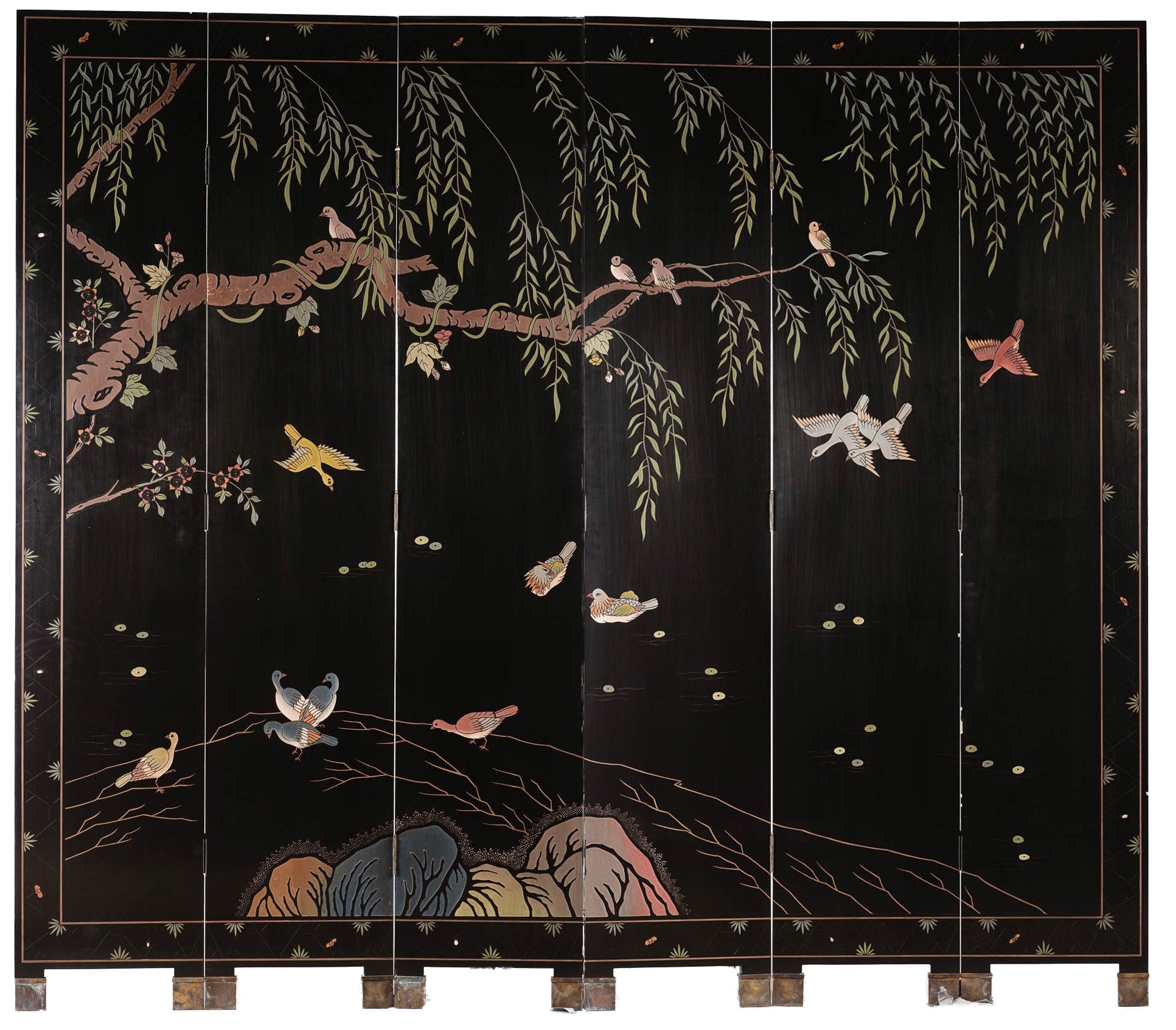 SOLD Phoenix Double-Sided Coromandel Screen 16'' x 84'' x 6 panels