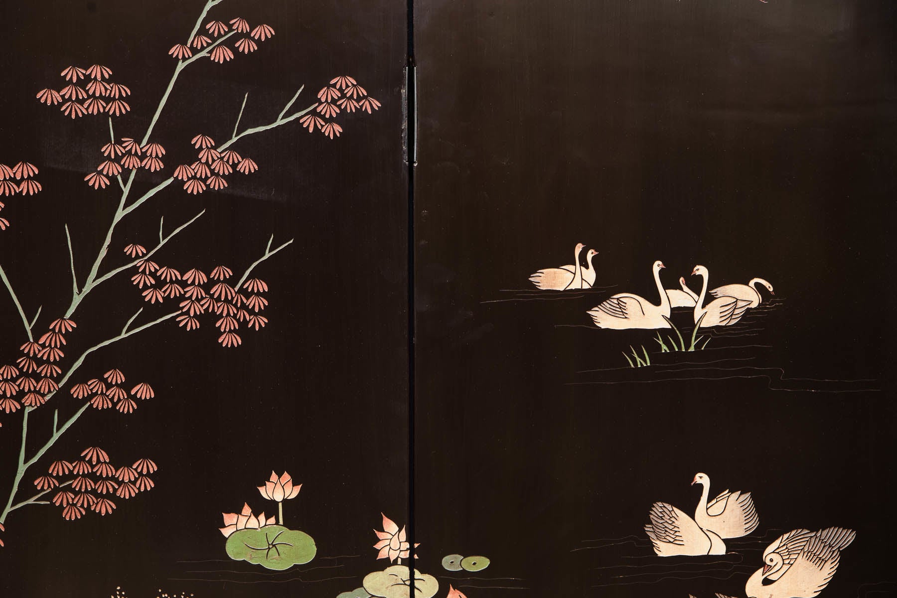 Lawrence & Scott 8-Panel Black Phoenix Double-Sided Coromandel Screen