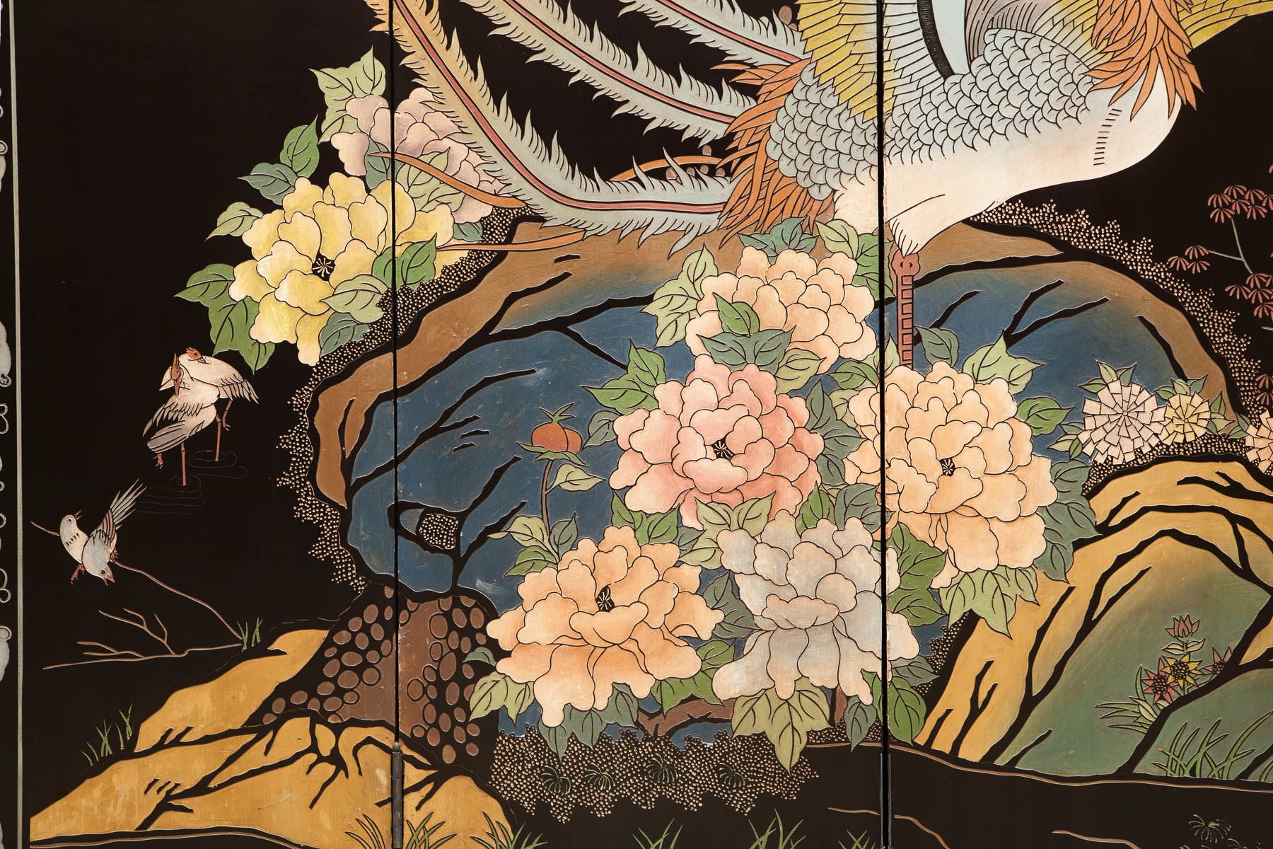 Lawrence & Scott 8-Panel Black Phoenix Double-Sided Coromandel Screen