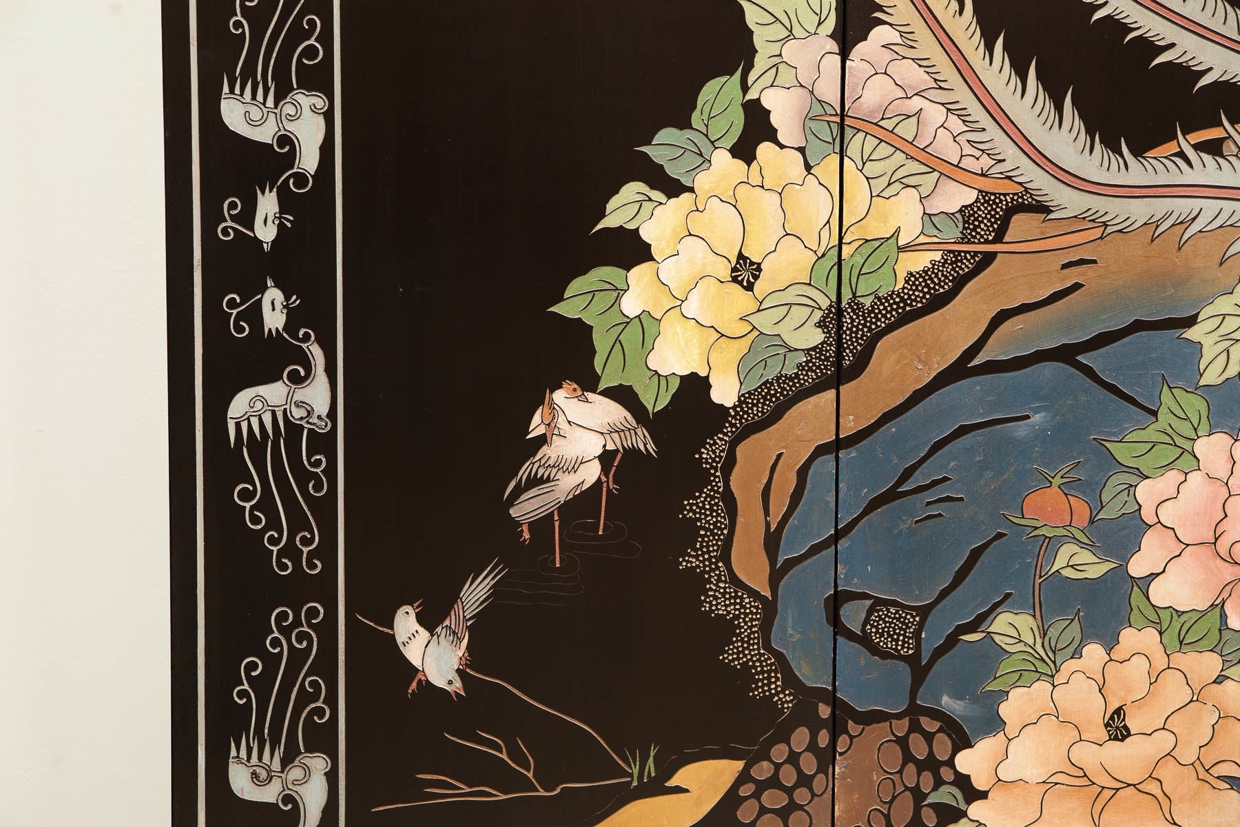 Lawrence & Scott 8-Panel Black Phoenix Double-Sided Coromandel Screen