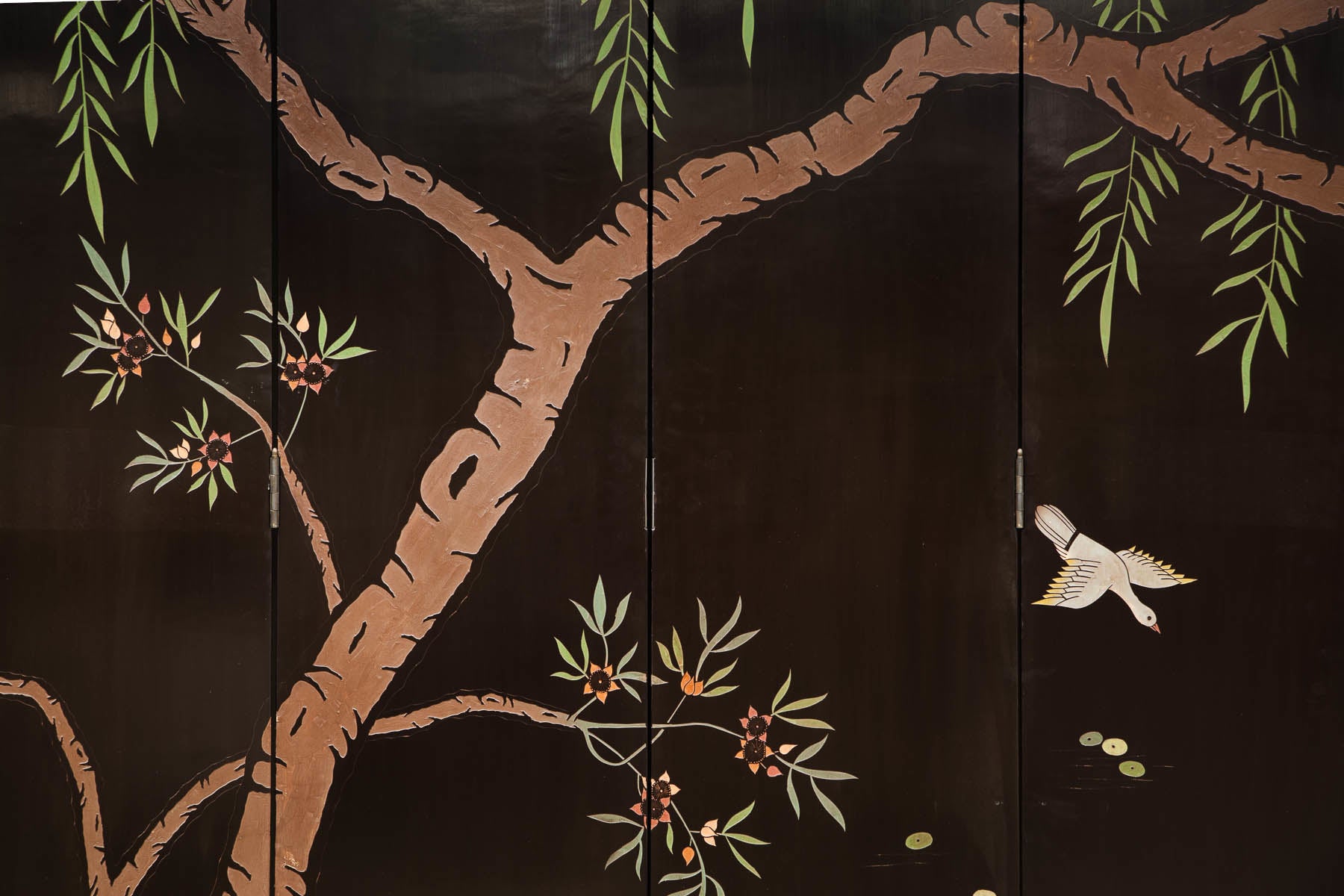 Lawrence & Scott 8-Panel Black Phoenix Double-Sided Coromandel Screen