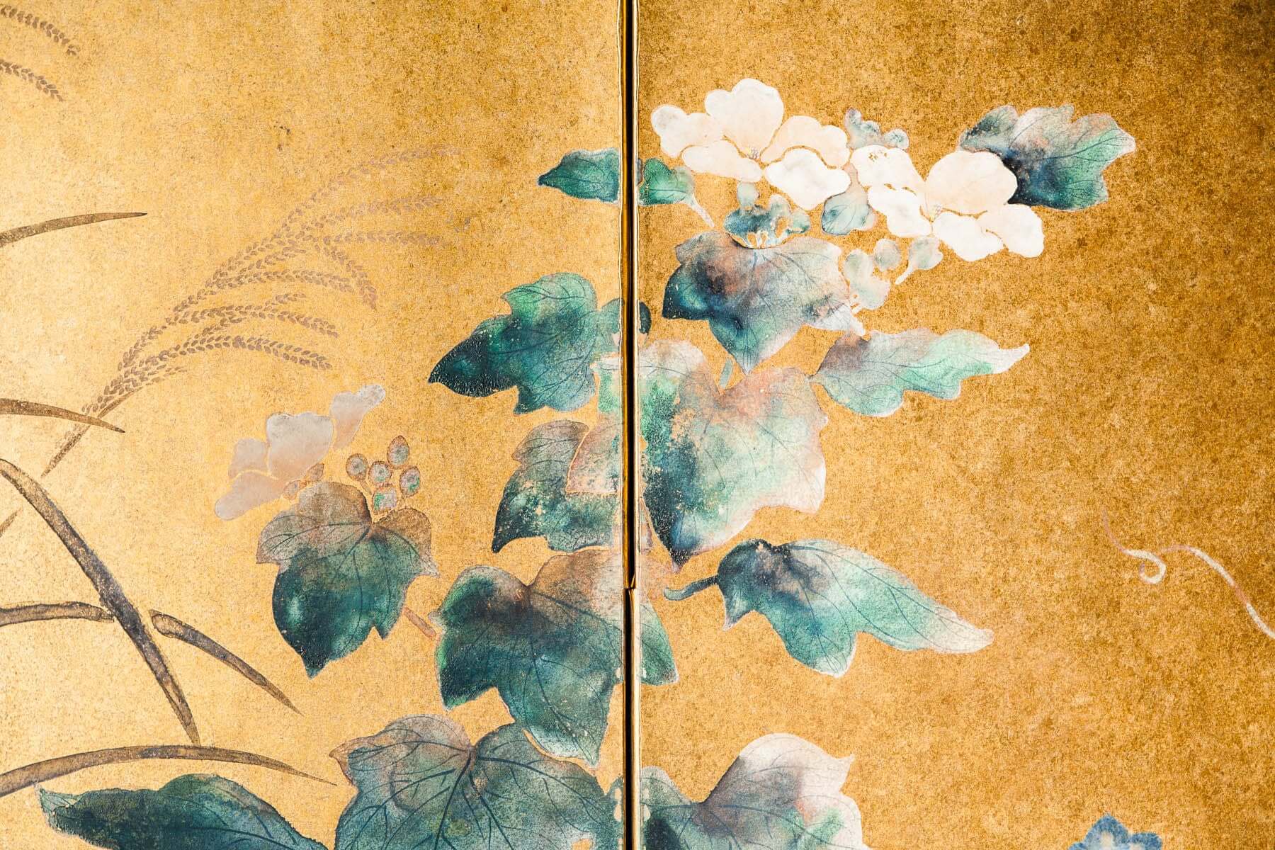 Lawrence & Scott " Twilight Garden" by Sung Tze-Chin on gold foil 4-Panel Screen