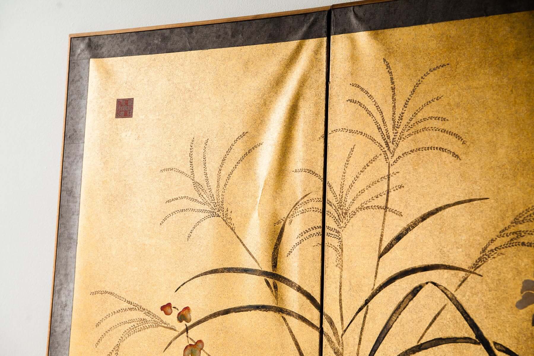 Lawrence & Scott " Twilight Garden" by Sung Tze-Chin on gold foil 4-Panel Screen