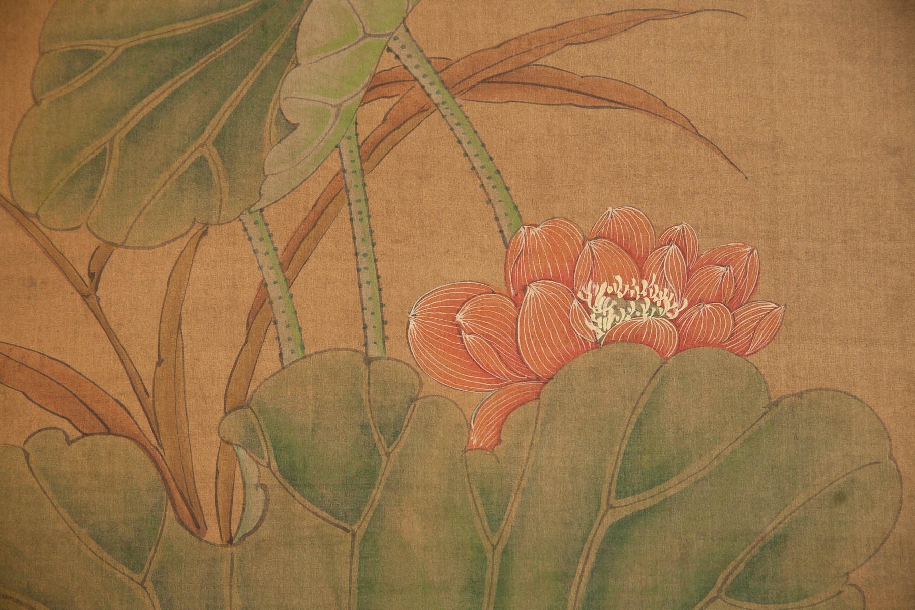 Lawrence & Scott Master Sung Tze-Chin "Lotus Pond Scene" 8-Panel Screen