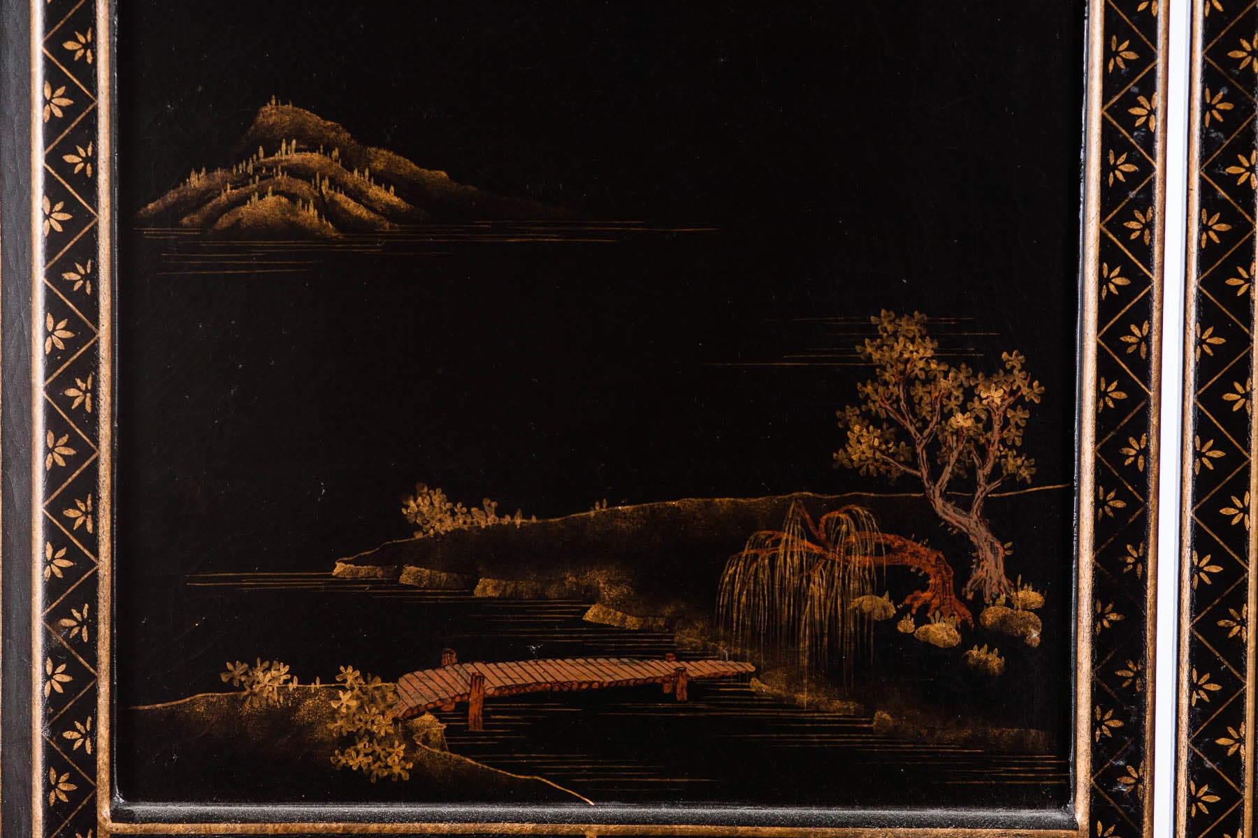 Lawrence & Scott Japanese Large Four-Panel Kano Style Landscapes Screen Room Divider