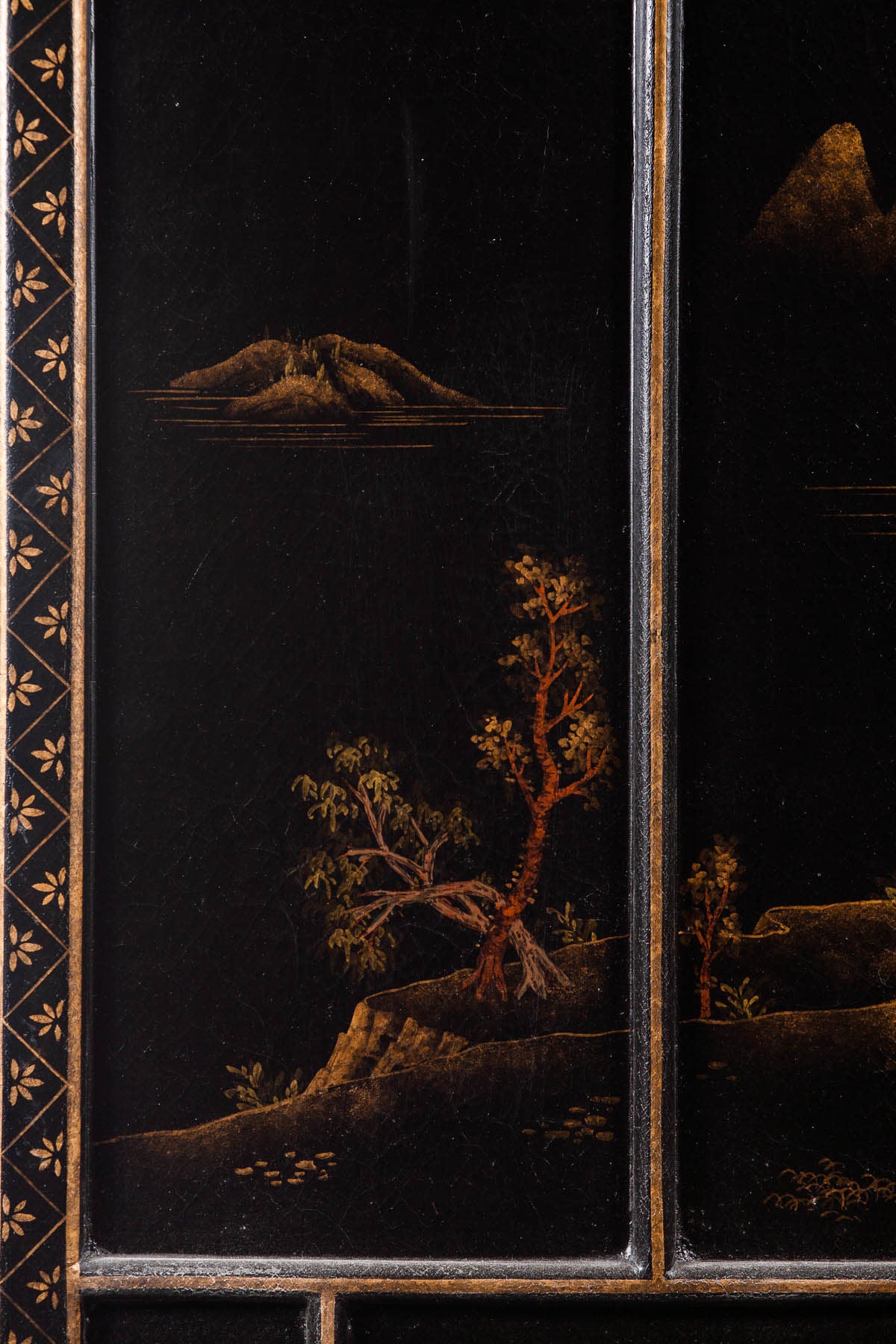 Lawrence & Scott Japanese Large Four-Panel Kano Style Landscapes Screen Room Divider