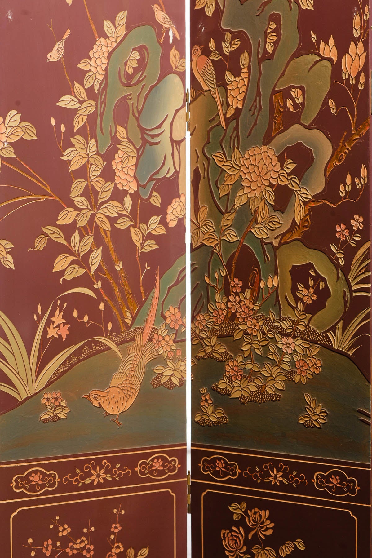 Lawrence & Scott Plum 6-Panel Double-Sided Coromandel Screen