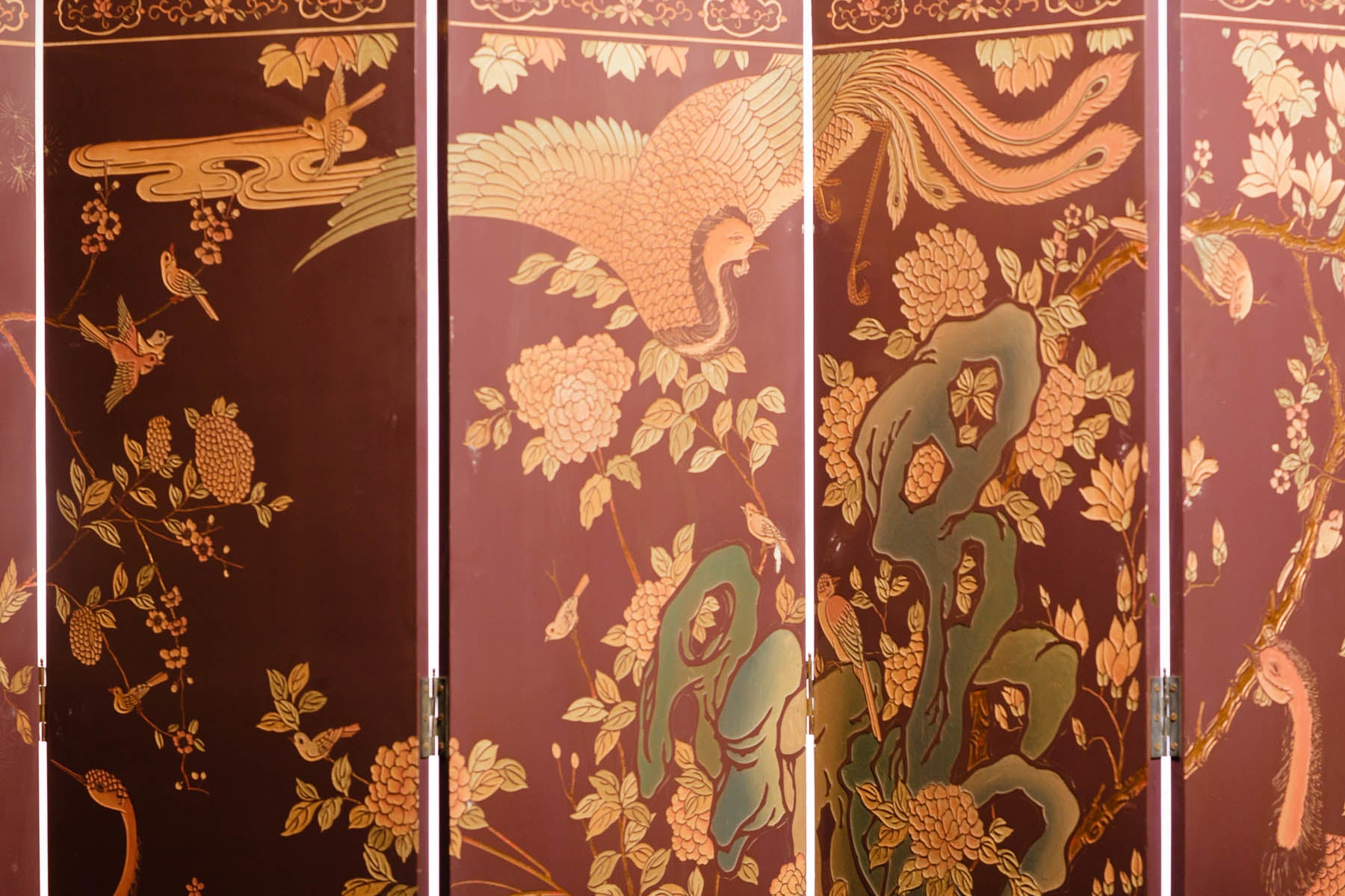 Lawrence & Scott Plum 6-Panel Double-Sided Coromandel Screen