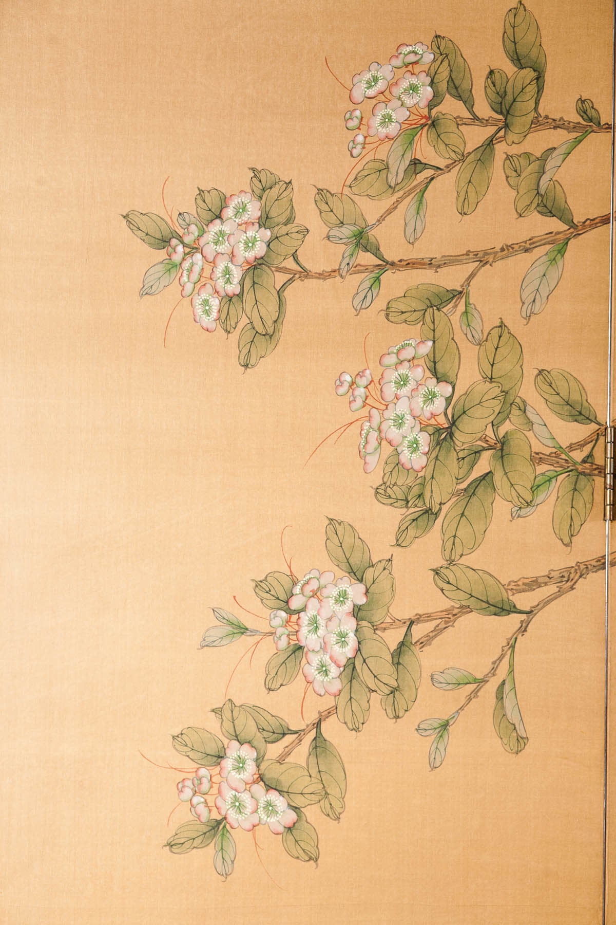 Sung Tze-Chin "Joyous Spring" Ink on Silk 6-Panel Screen (7 ft x 9 ft)