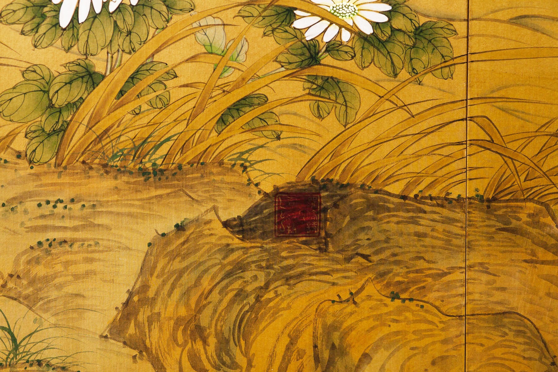 Sung Tze-Chin "Joyous Spring" Ink on Silk 6-Panel Screen (7 ft x 9 ft)