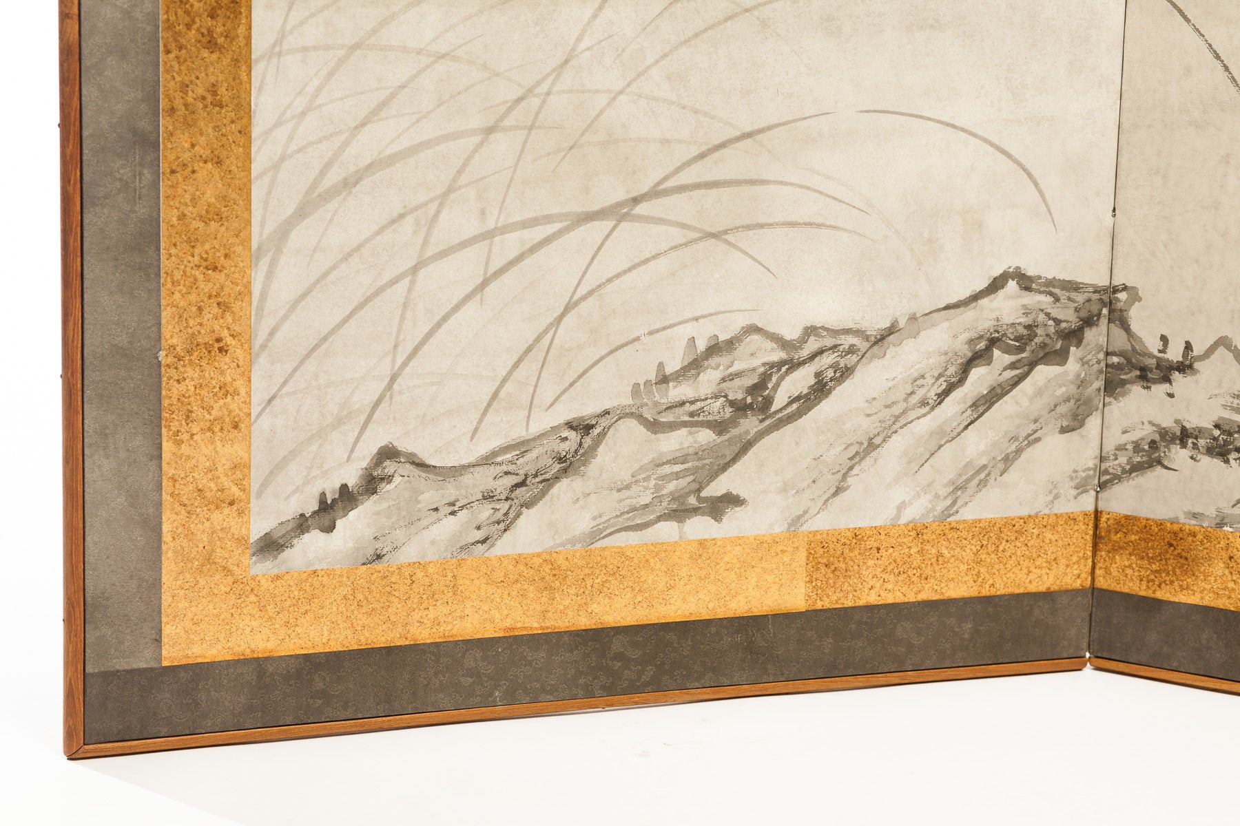 Lawrence & Scott Sung Tze-Chin Chinese "Magpies in Flight" Two-Panel Screen Silk Hanging Screen 24" W x 48" H