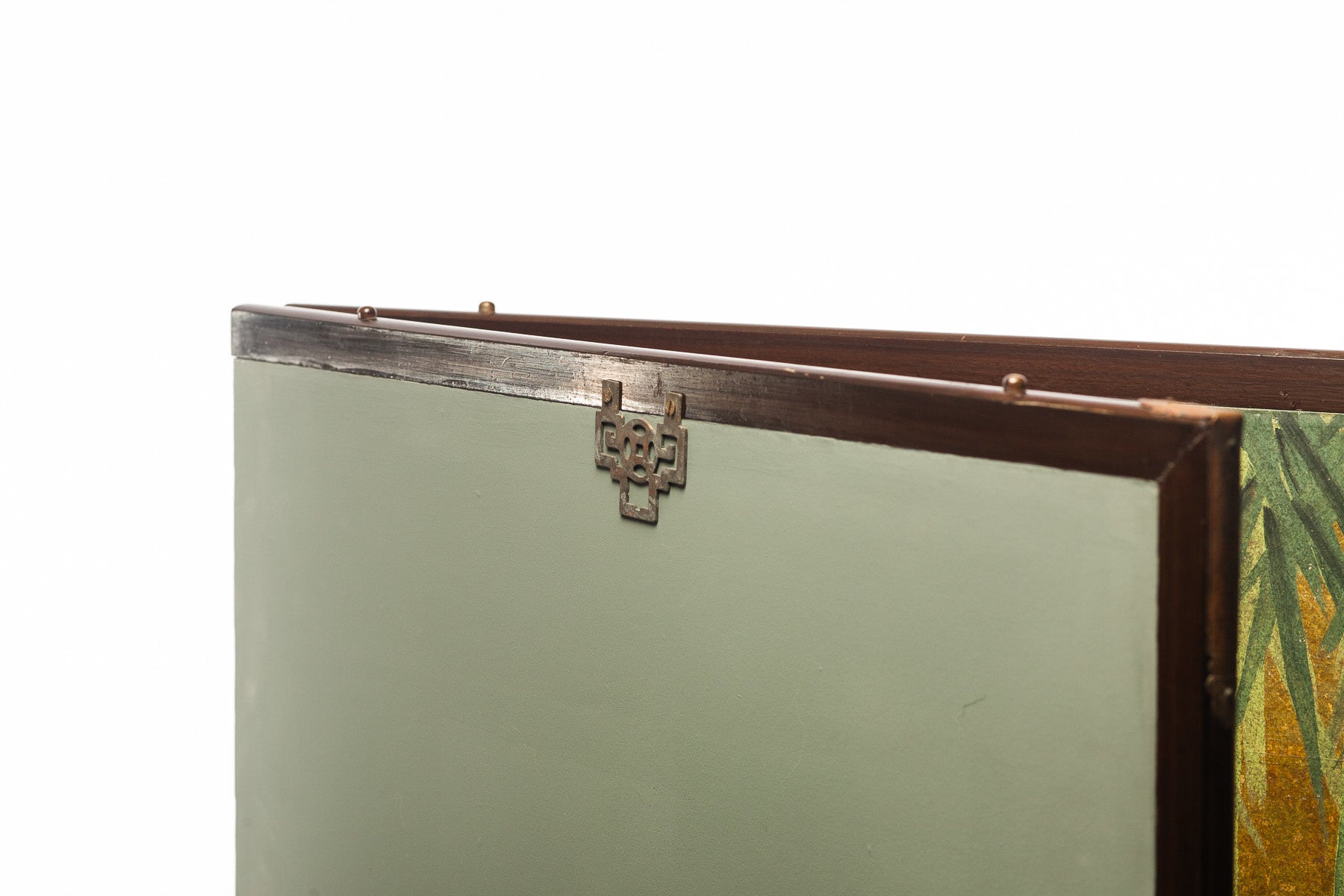 Lawrence & Scott Chinese Inspired "Bamboo Scene With Poem" Hand-Painted Gold Foil 2-Panel Screen 48" W x 50" H